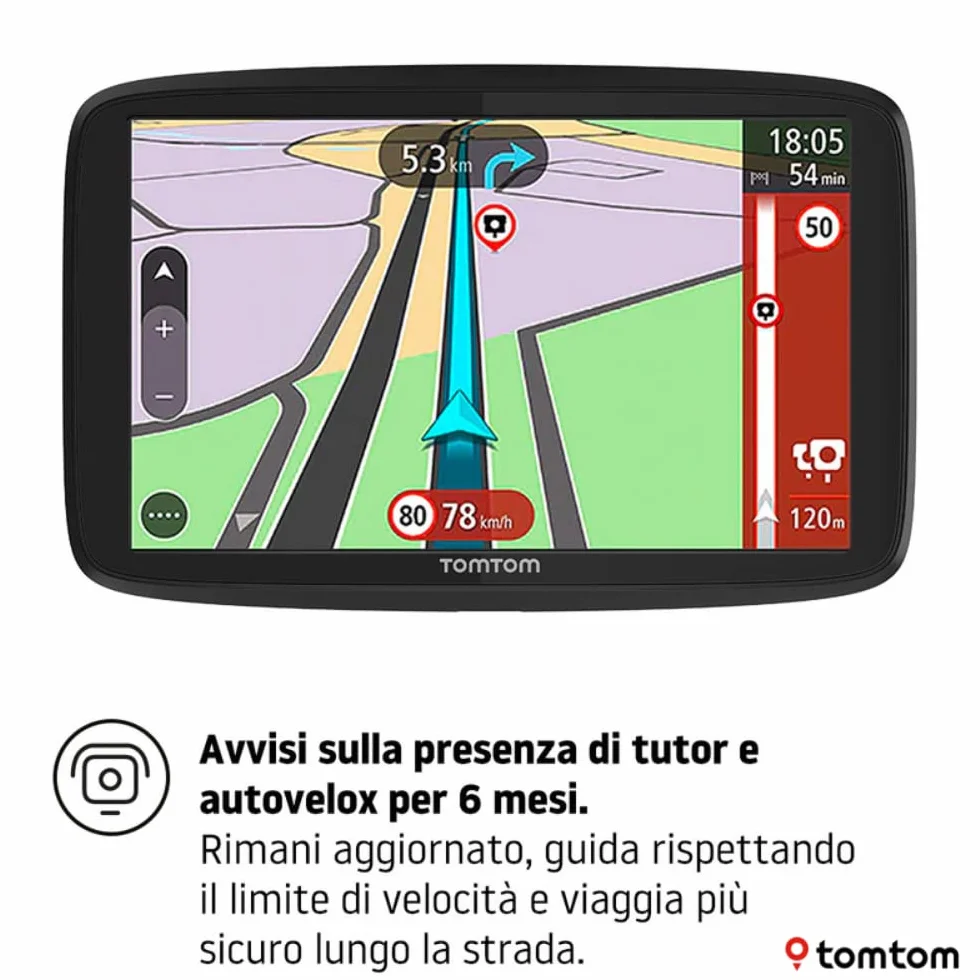 TomTom Navigatore satellitare per camper e roulotte GO Camper Tour (schermo da 6", PDI dedicati per camper e roulotte, aggiornamenti Wi-Fi, TomTom Traffic, avvisi autovelox e mappe dell'Europa)