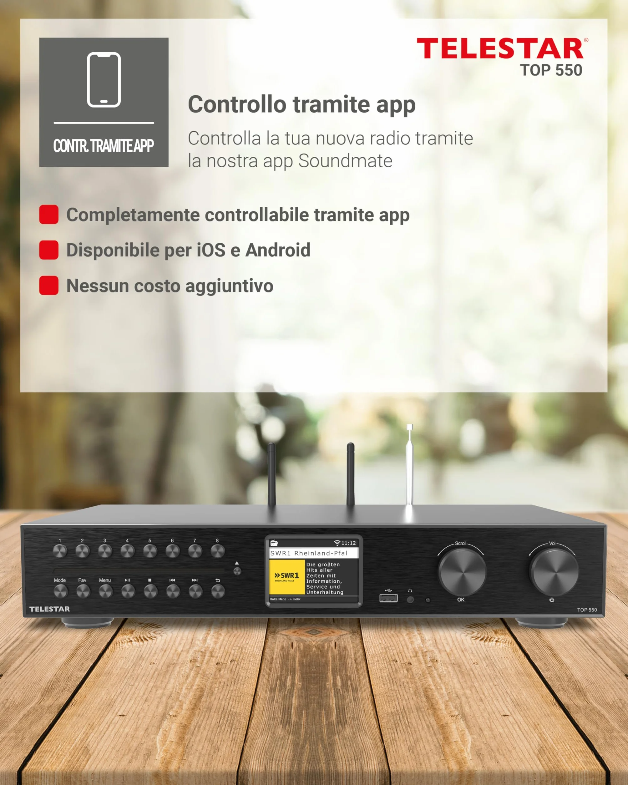 TELESTAR TOP 550 Sistema Hi-Fi con amplificatore e lettore CD 43 cm 2×30 W Radio Internet DAB+ Bluetooth Nero