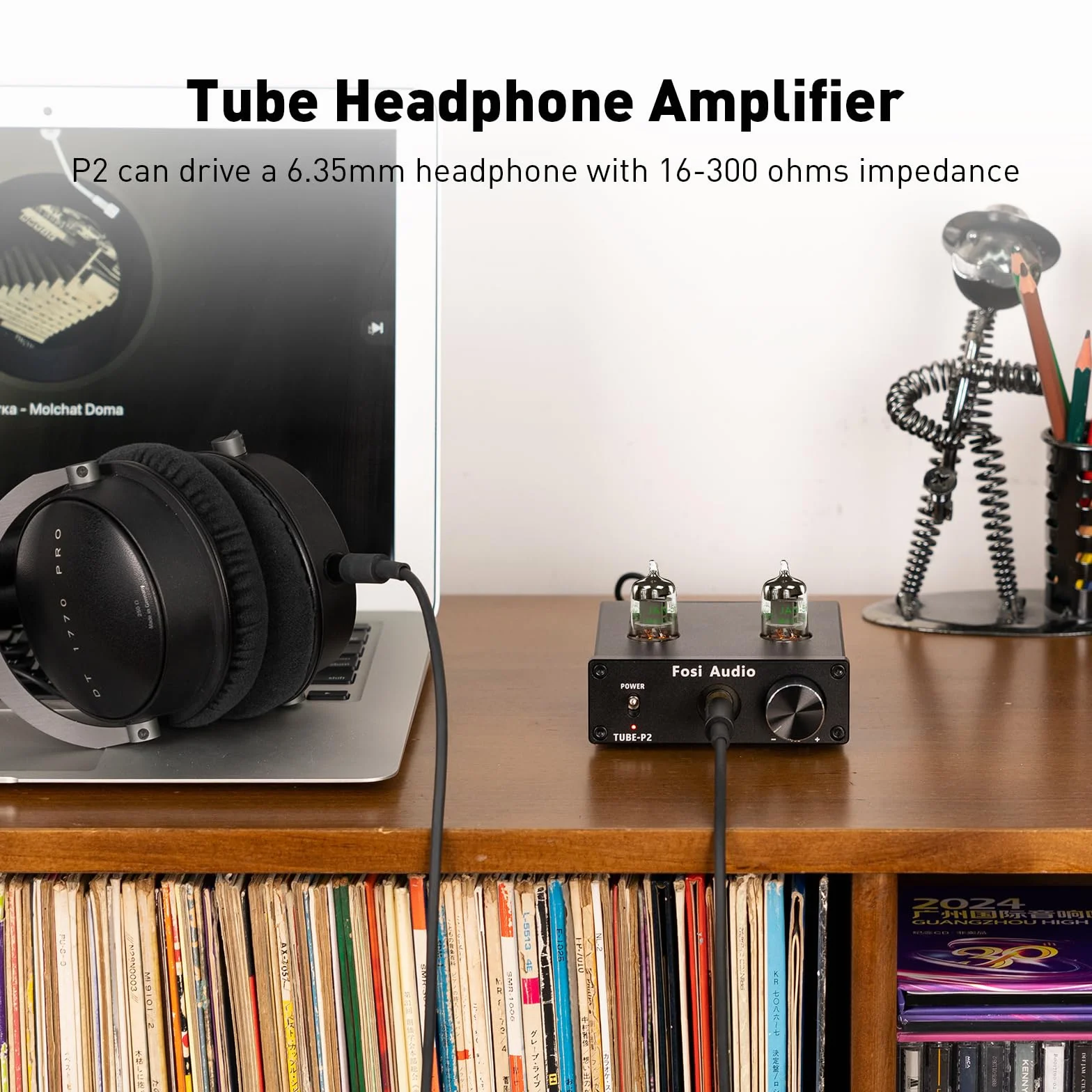 Fosi Audio P2 Amplificatore per cuffie a valvole Preamplificatore a valvole a vuoto Mini Hi-Fi Stereo Audio con protezione di uscita a basso rumore di massa per cuffie