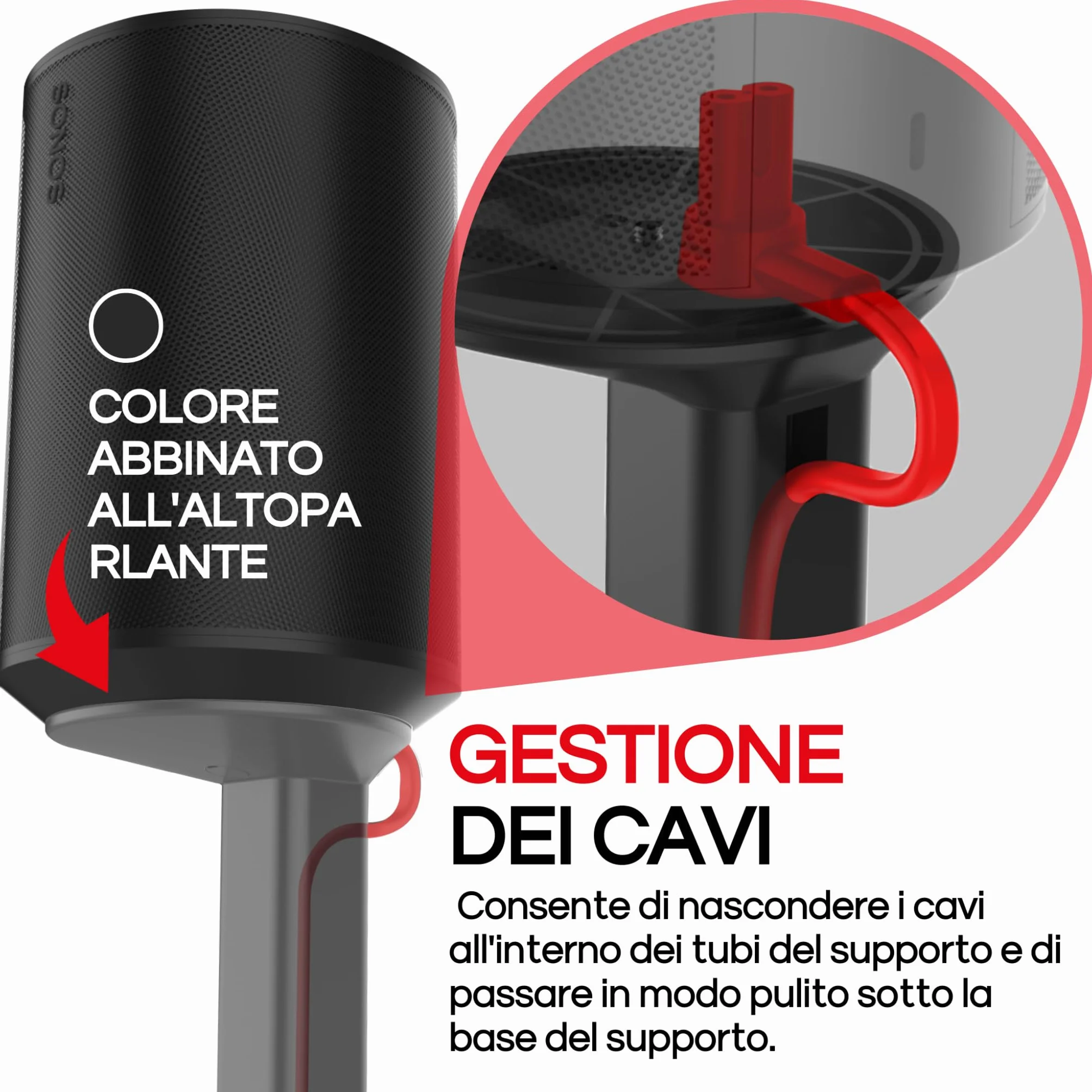 Supporto da Pavimento ERA 100, Doppia Confezione (2pcs), Compatibile con Sonos ERA100, ERA 100 SL, Sonos ONE, Play:1, Nero