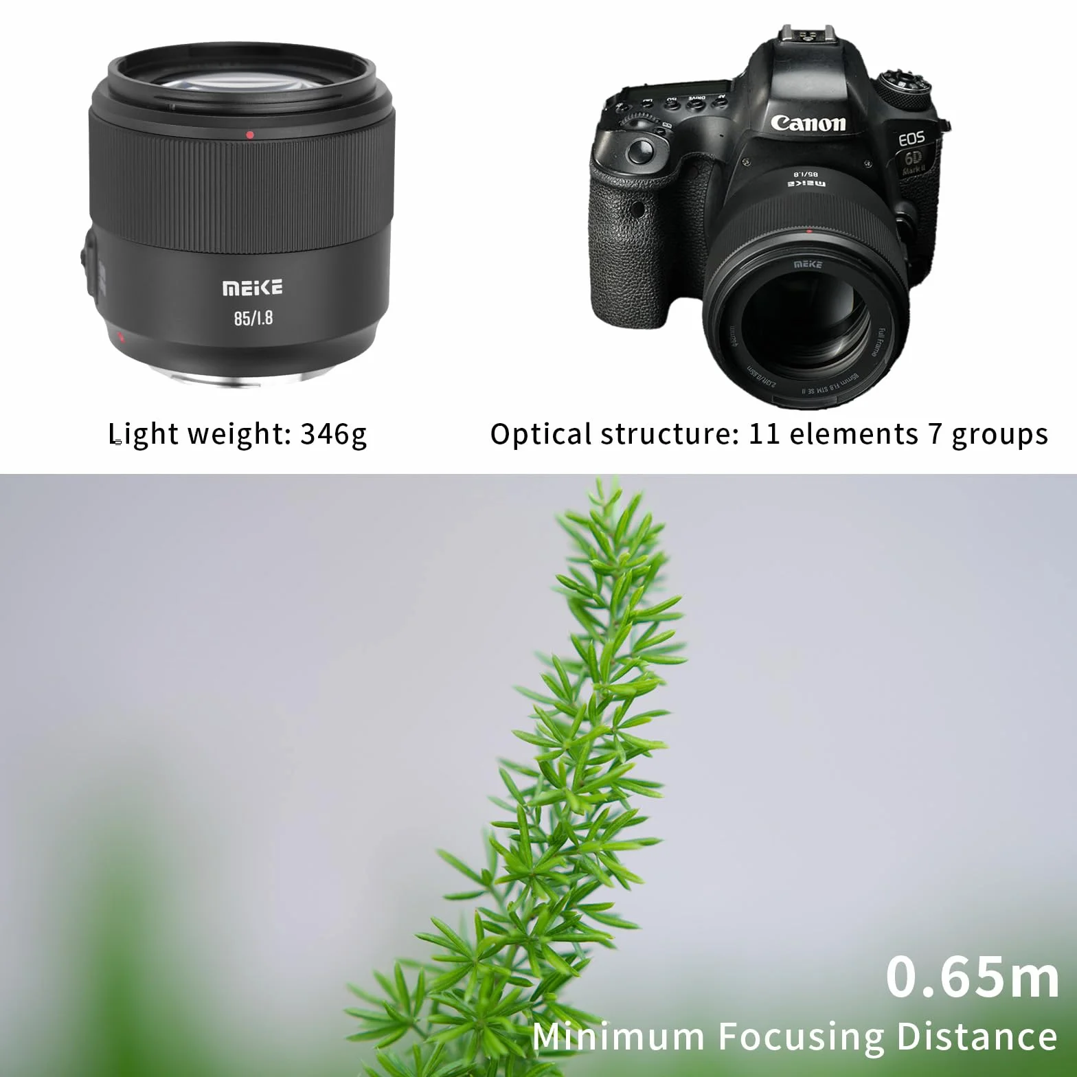 Meike Teleobiettivo 85 mm F1.8 SE Mark II STM AF full frame autofocus medio ad alta risoluzione 8K obiettivo ritratto compatibile con fotocamere DSLR Canon EOS EF Mount 5D 6D 5D Mark