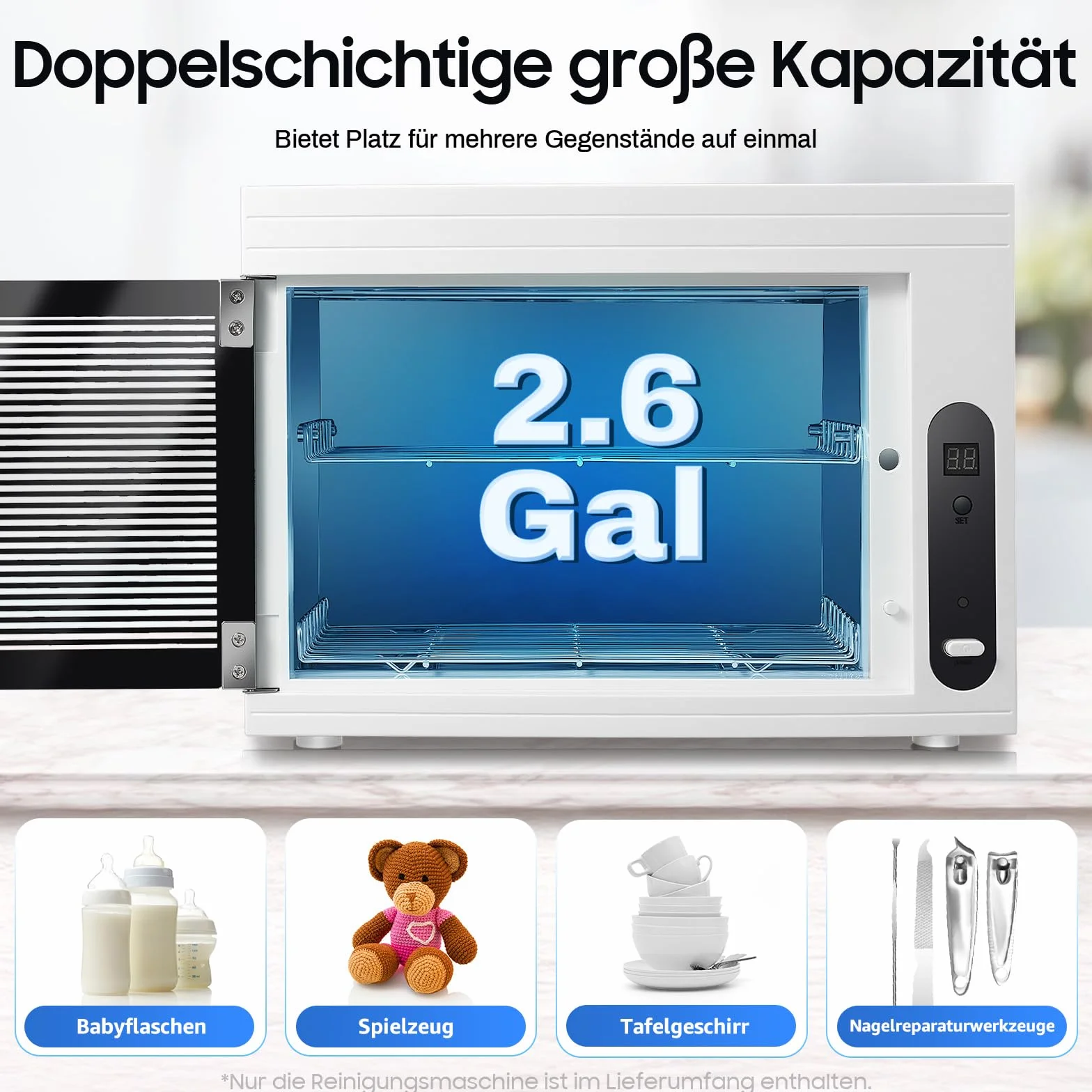 Armadio disinfettante professionale con ozono UV – Sterilizzatore 3 in 1 con display LCD e 3 funzioni timer – Per telefoni cellulari, maschere, gioielli uccidere germi grazie ai LED UV e all'ozon ad