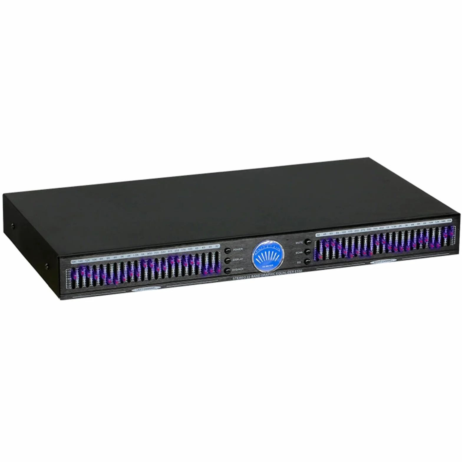 Equalizzatore Grafico Stereo a 22 Bande, Equalizzatore Audio Hi-Fi, Riduzione Automatica del Rumore, con 10 Effetti Preimpostati, Montaggio su Rack 1U a Doppio Canale