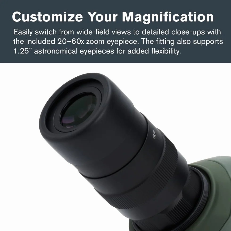 Celestron 52305 Regal M2 20-60x80 mm ED, cannocchiale da osservazione con zoom angolare, ottiche multistrato, prismi in vetro BaK-4, corpo leggero in lega di magnesio e custodia imbottita, verde