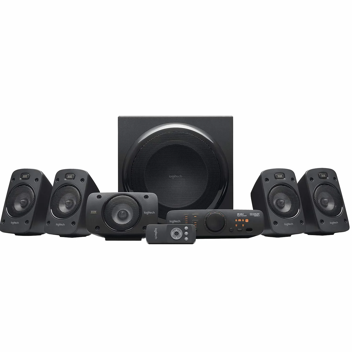 Logitech Z906 5.1 Sistema di Altoparlanti Audio Dolby Surround, Certificato THX, Dolby e DTS, ‎Potenza 1000 Watt, Multidispositivo, Telecomando, Presa EU/IT, PC/PS4/Xbox/TV/Smartphone/Tablet - Nero