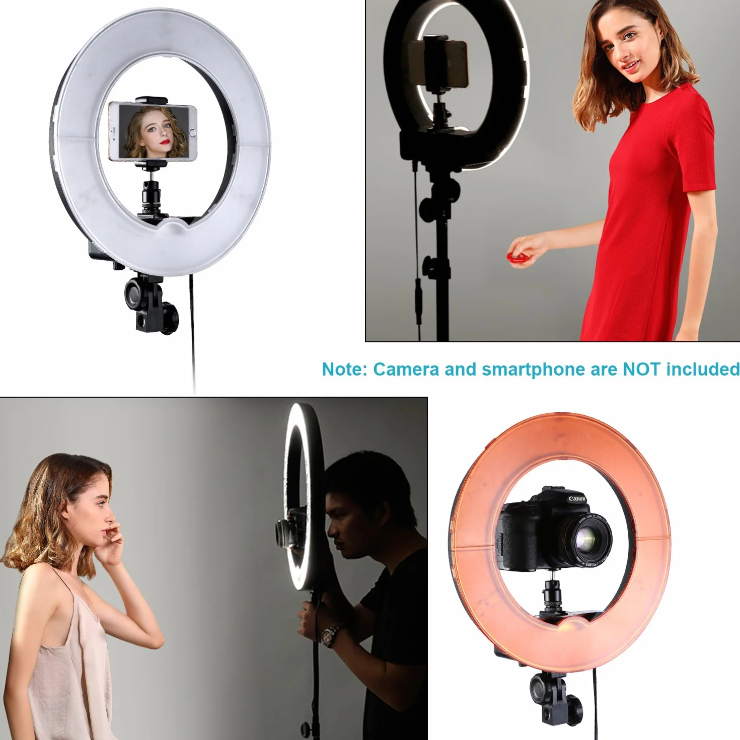 NEEWER RL-12 LED Ring Light 14" esterno/12" al centro con supporto per luce, filtro colorato, supporto per telefono per trucco, YouTube, TikTok, riprese video con fotocamera/telefono