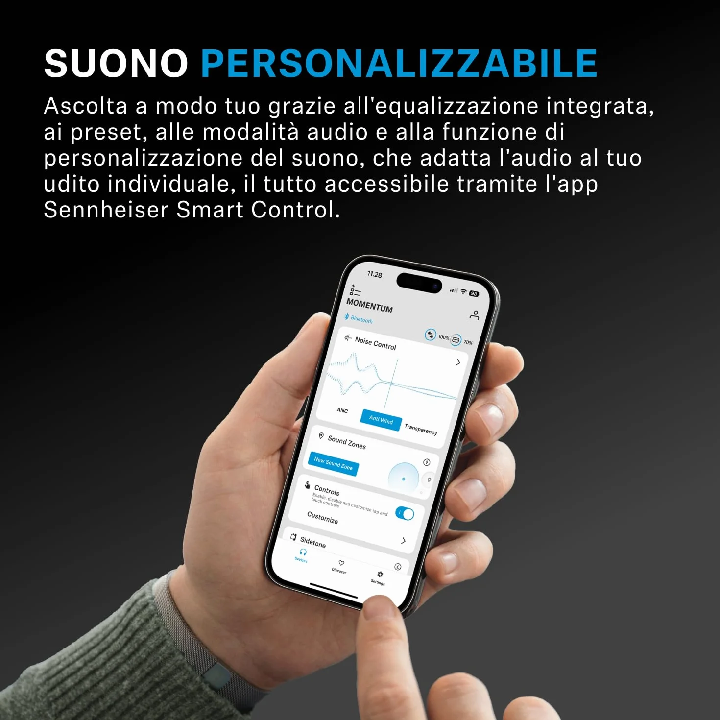 Sennheiser MOMENTUM 4 Wireless Special Edition: Bluetooth per telefonate cristalline con cancellazione adattiva del rumore, 60 h di autonomia e design pieghevole leggero, Nero/Rame