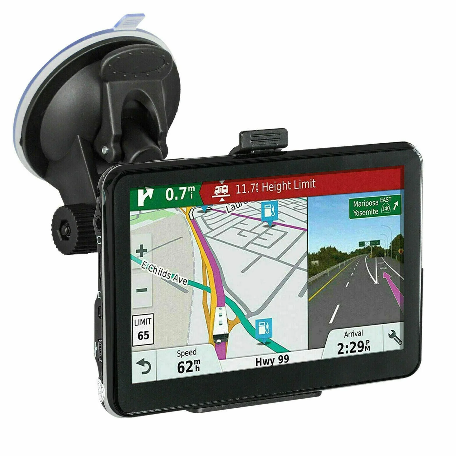 Riloer Navigatore GPS per Auto Portatile da 7 Pollici per Camion, Auto, Touch Screen Capacitivo, con Mappa ad Alta Definizione, FM, Console per Auto 3D