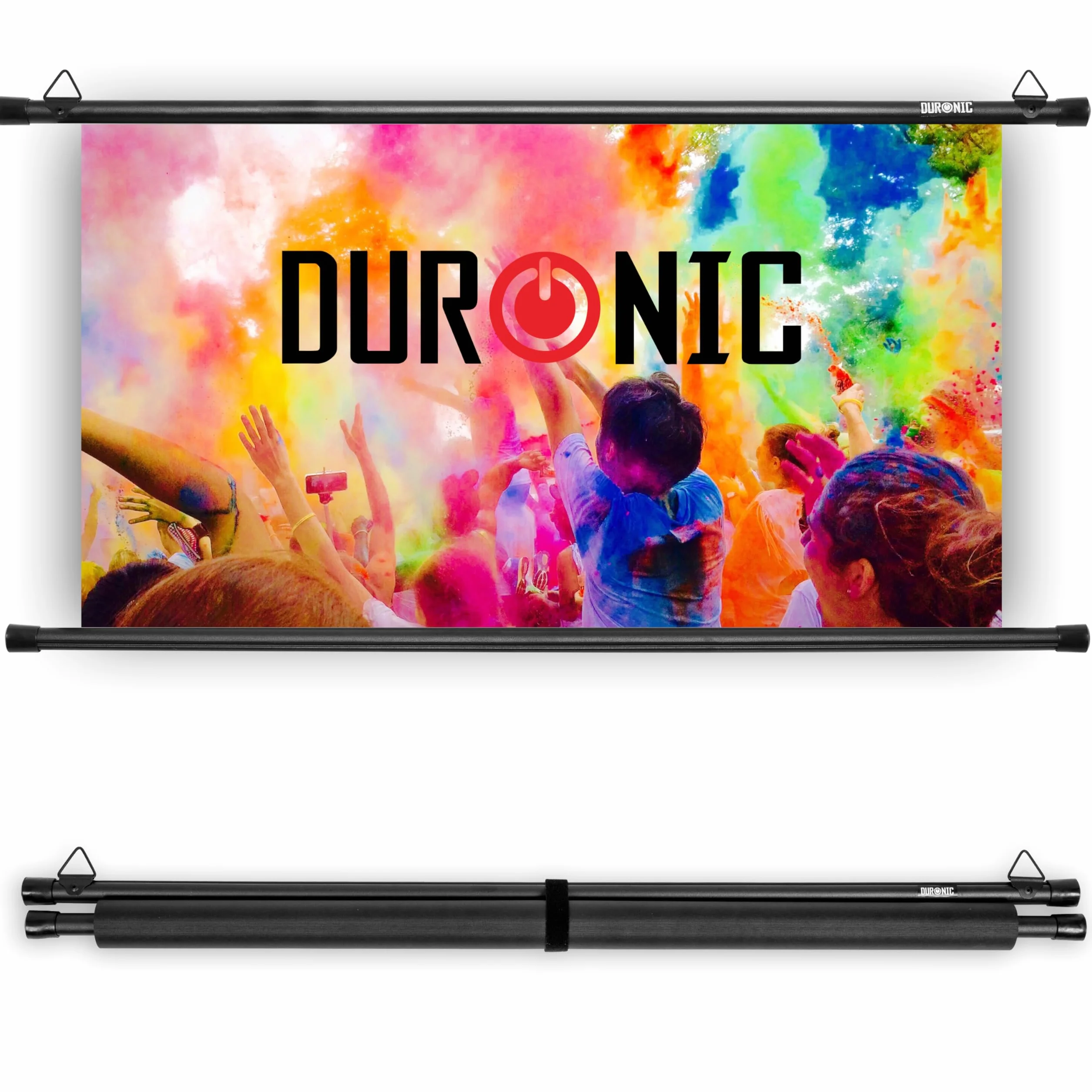 Duronic BPS50 16:9 Telo Proiettore 50 pollici, Schermo per proiettore, Telo da proiezione interno esterno, Home theater cinema Full HD 3D 4K, Schermo di proiezione anti pieghe per casa ufficio scuola