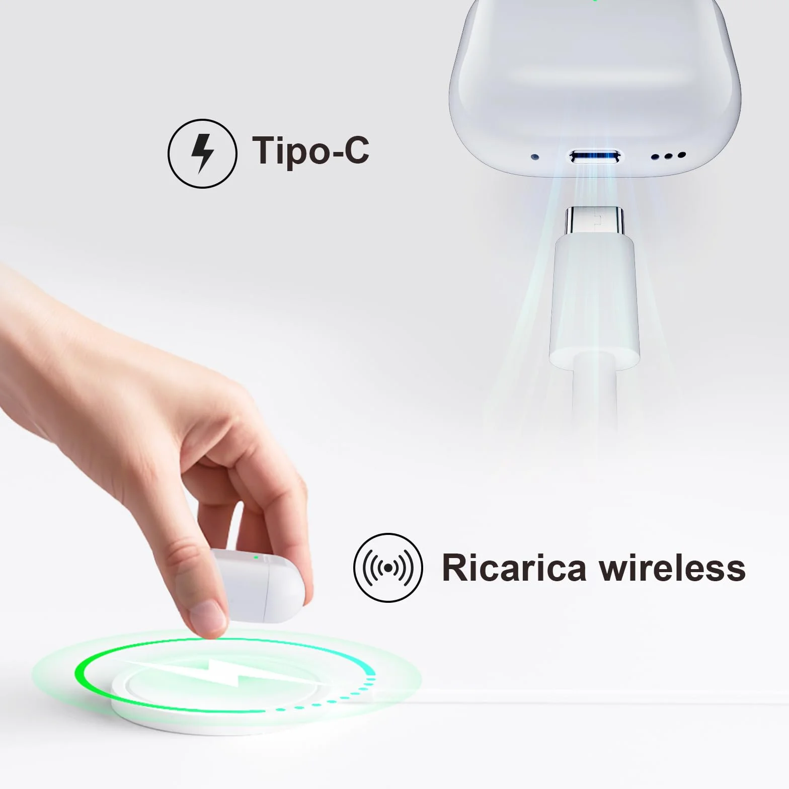 Uluck Custodia di ricarica wireless compatibile con AirPods 4, ricambio originale, pulsante di sincronizzazione di accoppiamento Bluetooth