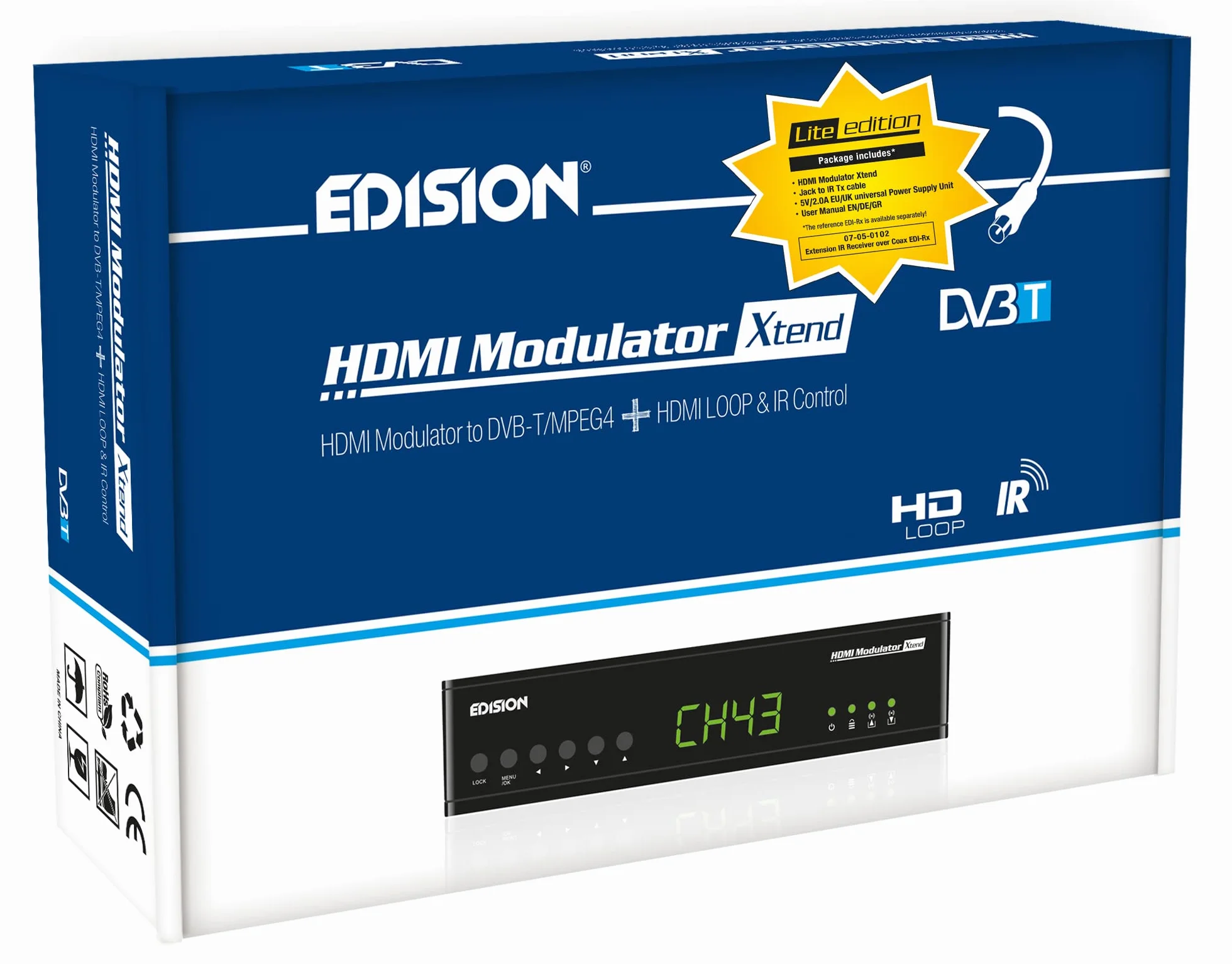 Edision Xtend lite HDMI Modulatore monocanale HDMI-DVB-T MPEG4 Full HD RF-in