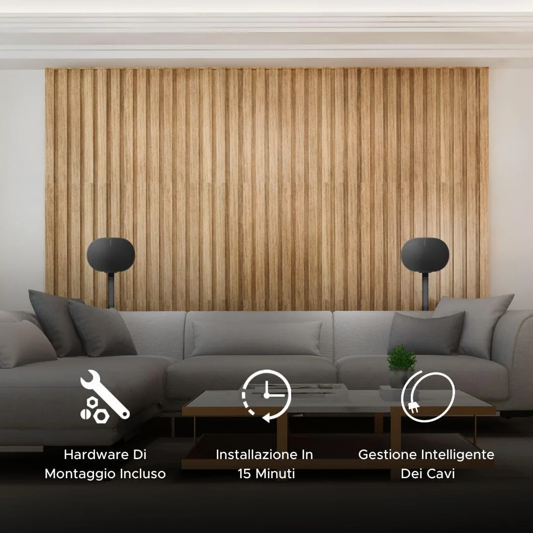 ERA300 Supporto da Pavimento, Design in metallo di Alta Qualità Supporto per Altoparlanti Compatibile con Sonos ERA 300, Accessori Inclusi, Gestione Cavi, Progettato nel Regno Unito, Nero Pacco Doppio