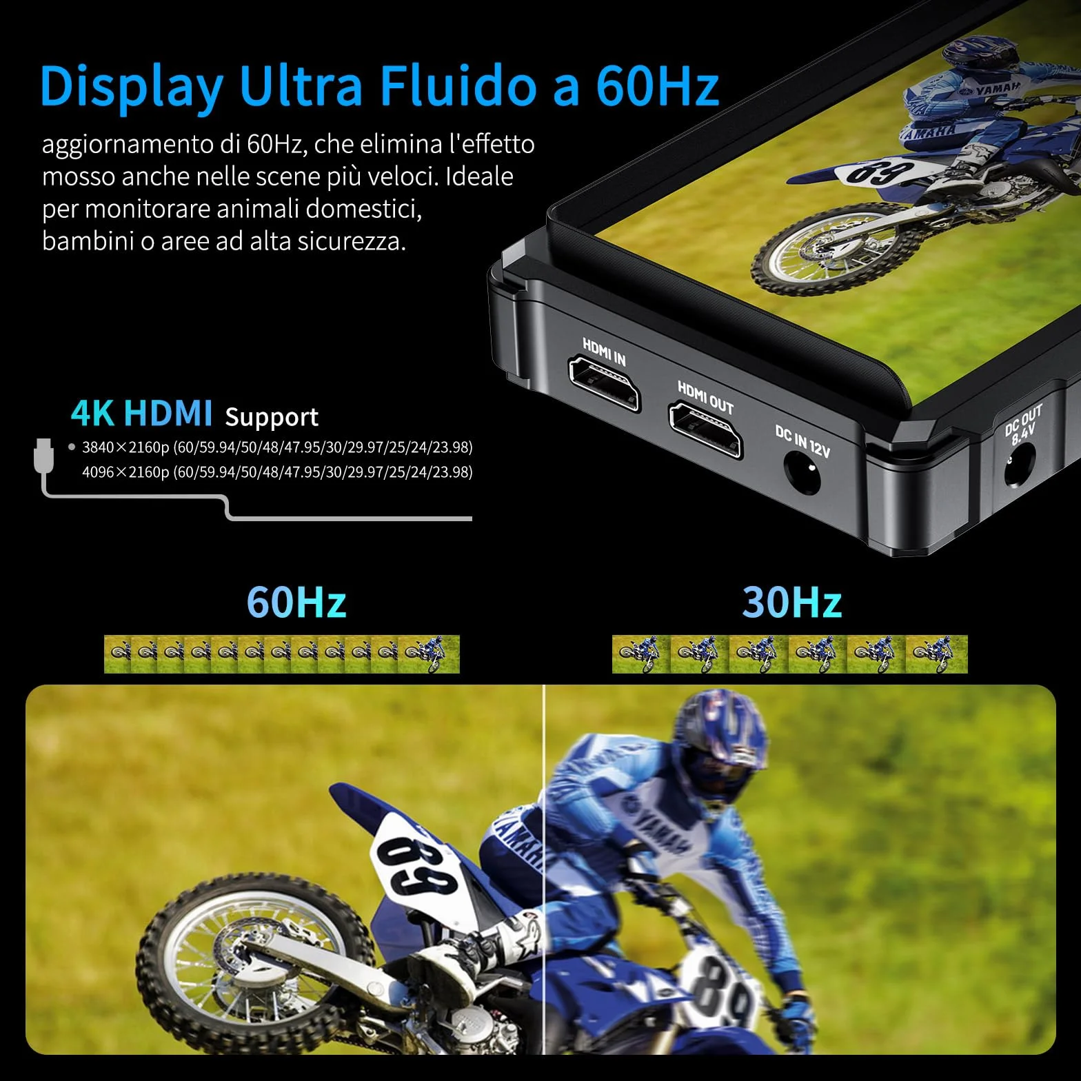 FEELWORLD FW568PRO 6 Pollici Monitor da Campo,1200nit DSLR Monitor Fotocamera con batteria F750 e borsa per il trasporto 4K HDMI, 3D Lut Focus Peaking Assist Full Waveform Video Field Monitor