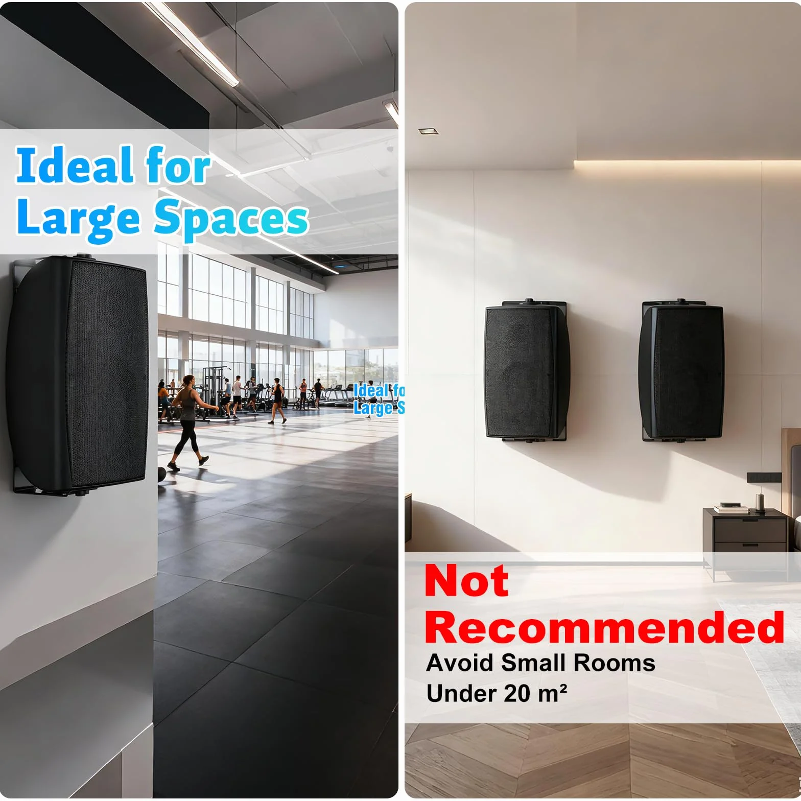 STUDIOFINIX Altoparlanti passivi esterni 8 pollici 600 W IP44 connessione cablata TWS stereo montabili a parete