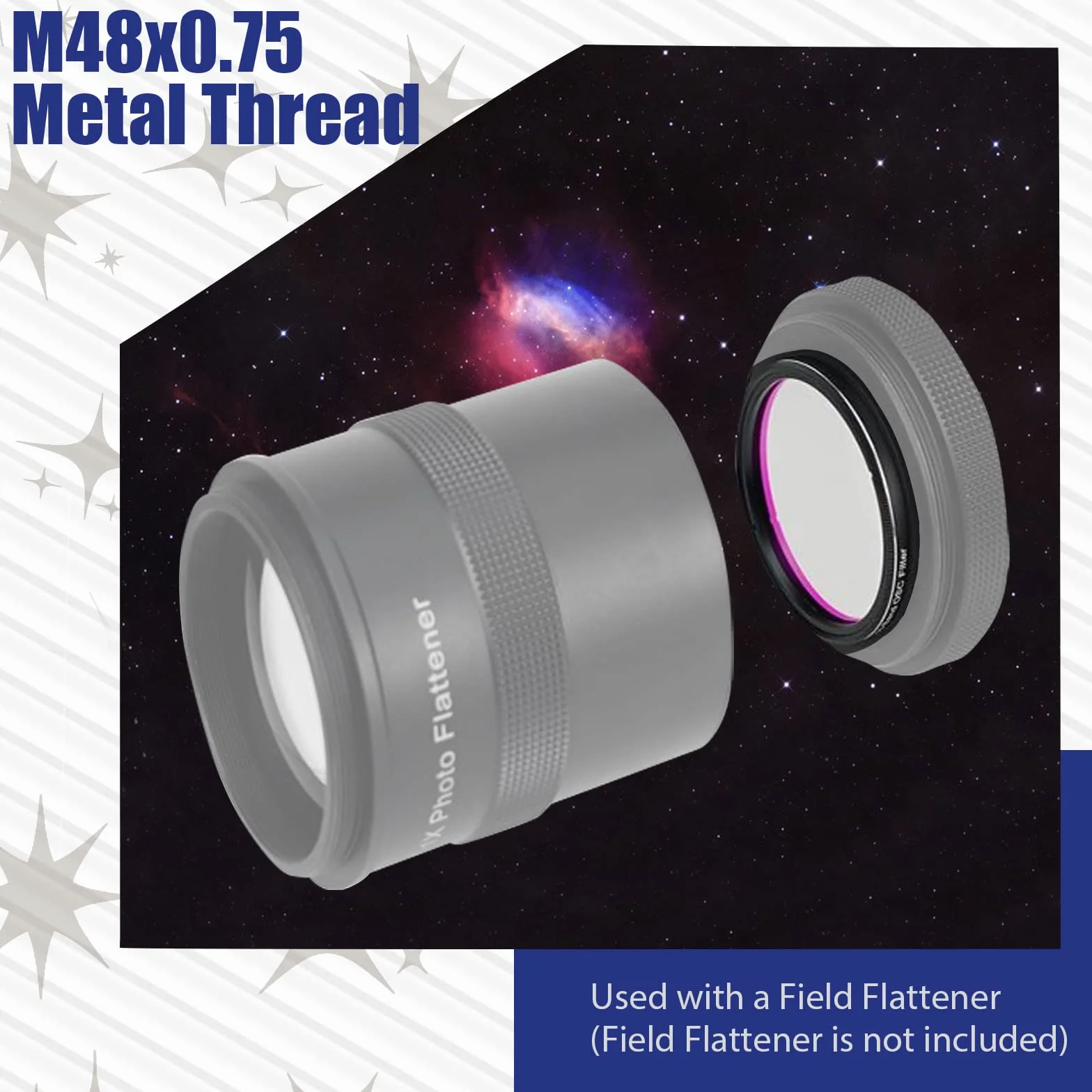Svbony SV220 Astro Doppio Filtro a Banda Stretta, H-Alpha OIII da 7nm, Riduce L'inquinamento Luminoso per Fotocamere CMOS a Colori, Astrofotografia del Cielo Profondo (2")