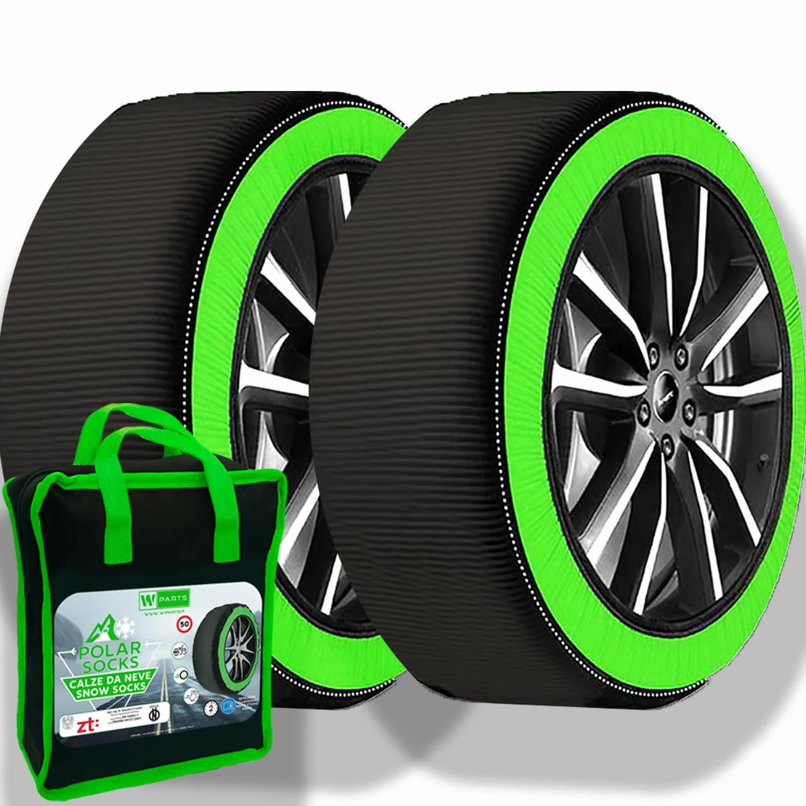 W-Parts Catene Da Neve OMOLOGATE Italia Europa Borsa Trasporto Coppia Guanti Plastica Lunghi XL