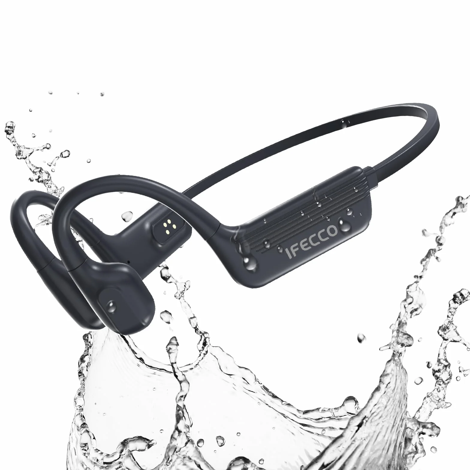 IFECCO Cuffie Conduzione Ossea Nuoto,IP68 Impermeabili Auricolari Subacquee per Piscina Bluetooth 5.4 con Lettore MP3 da 32G,Wireless Auricolari per Ciclismo Corsa Surf