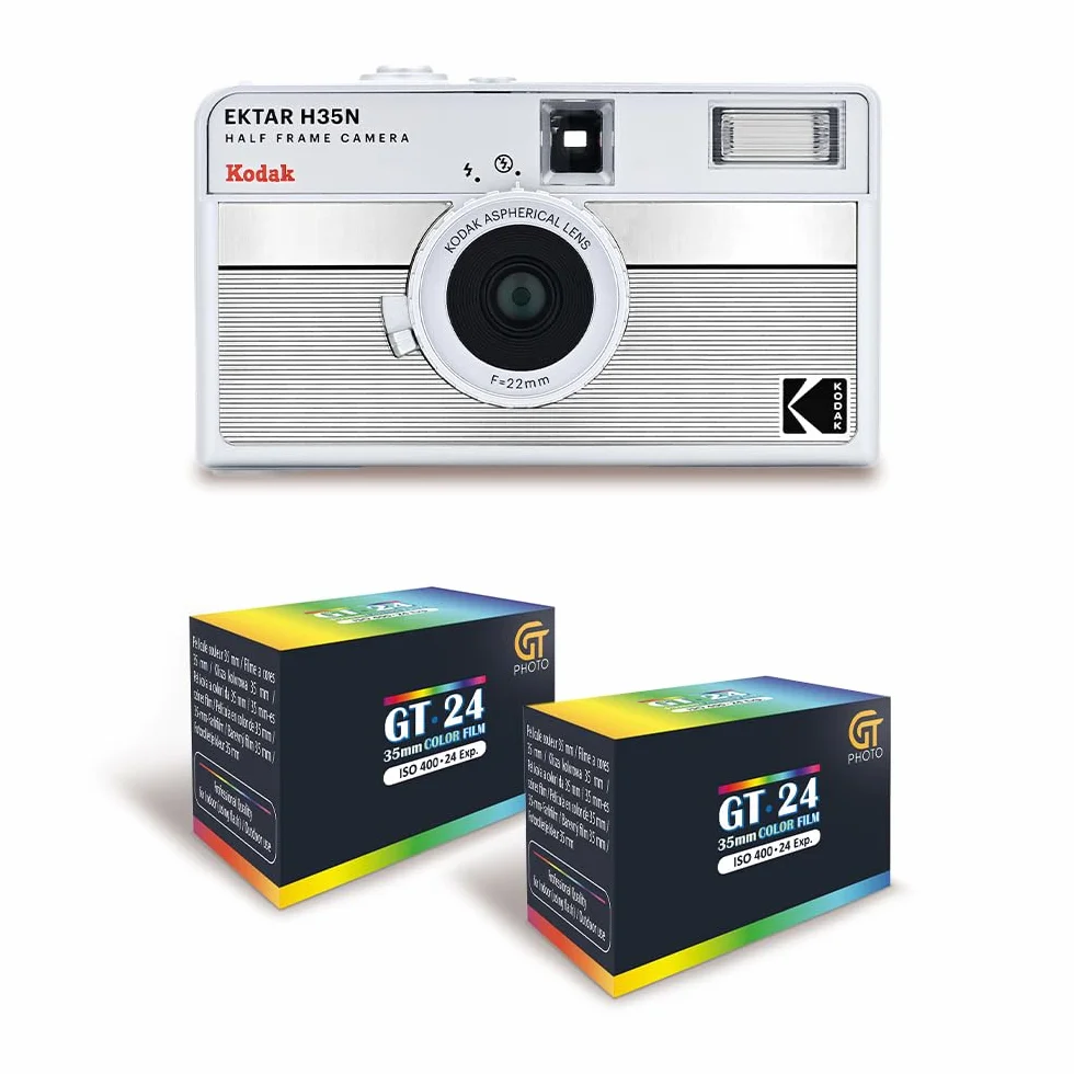 KODAK EKTAR H35N - Videocamera da 35 mm, riutilizzabile, senza messa a fuoco, leggera, facile da usare, con 2 pellicole da 35 mm, colore 24 esposizioni