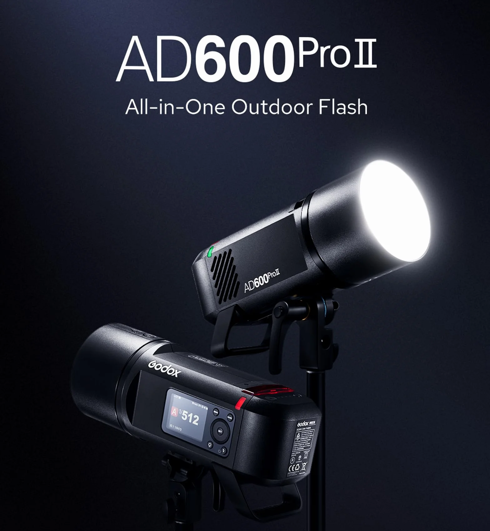 Godox AD600ProII AD600 Pro 600 Ws Flash per esterni, sistema X 2.4 G, TTL GN87 HSS 1/8000s, 40 W Bi-Color 2800K-6000K, 0.01s~0.9s tempo di riciclaggio, 2600mAh Batteria al litio AD600PRO