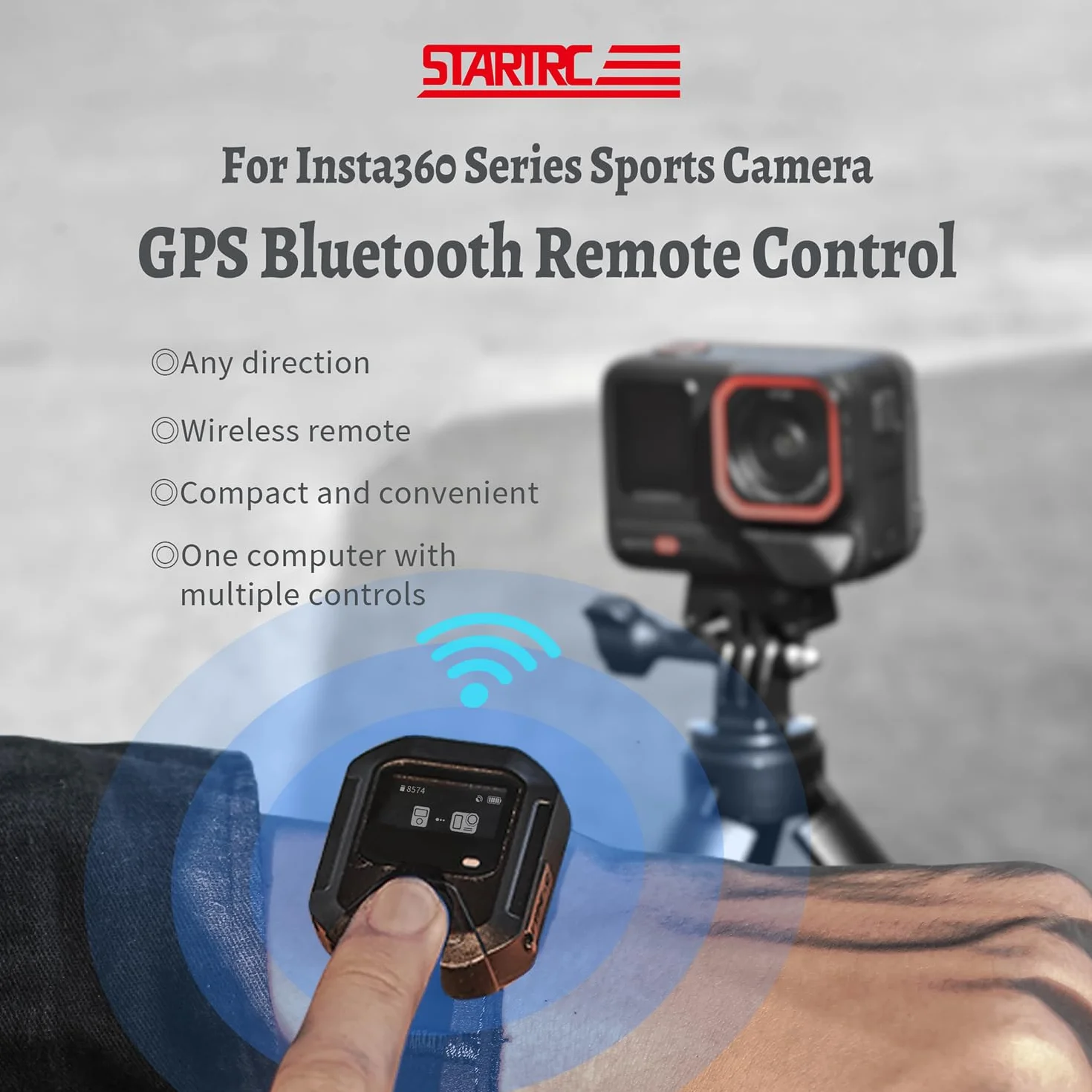 360 GPS Telecomando Bluetooth compatibile con Videocamere Insta 360X5/X4/X3/X2/ACE/ACE PR/ACE PRO 2/GO 3S
