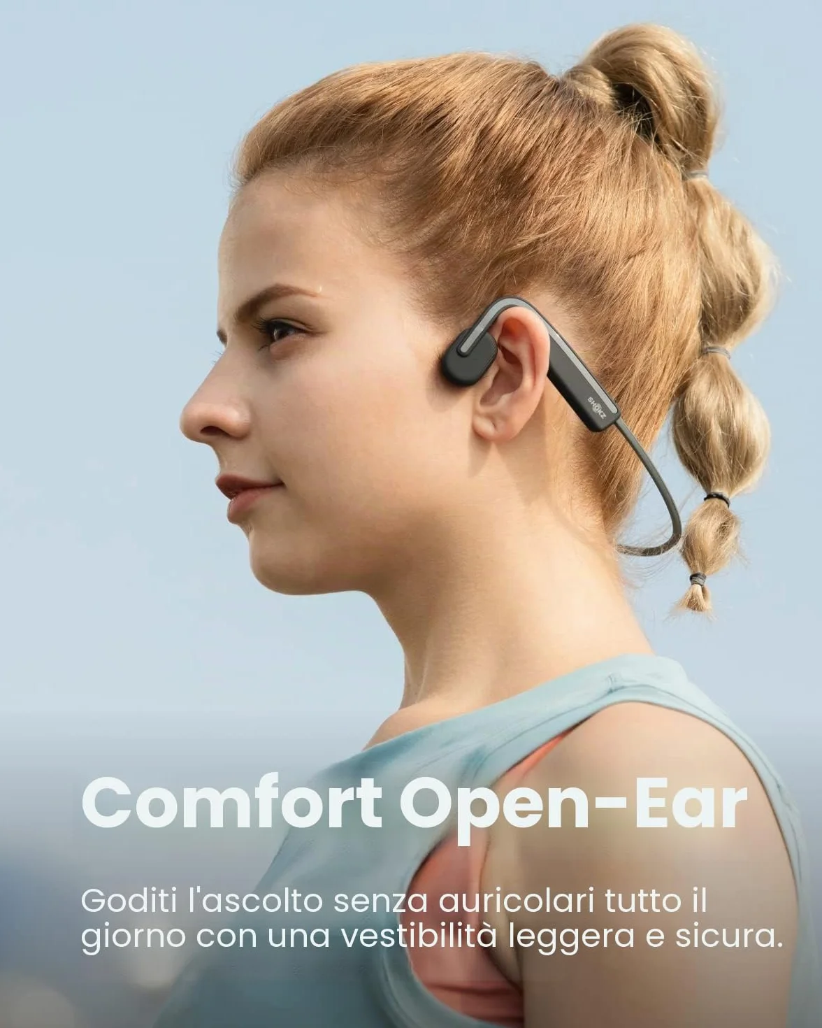 SHOKZ OpenMove cuffie a conduzione ossea Bluetooth 5.1, audio open-ear chiaro, fino a 6 ore autonomia, leggere 29g, IP55 resistenti a acqua e sudore, ideali per corsa, sport e uso quotidiano, Grigio