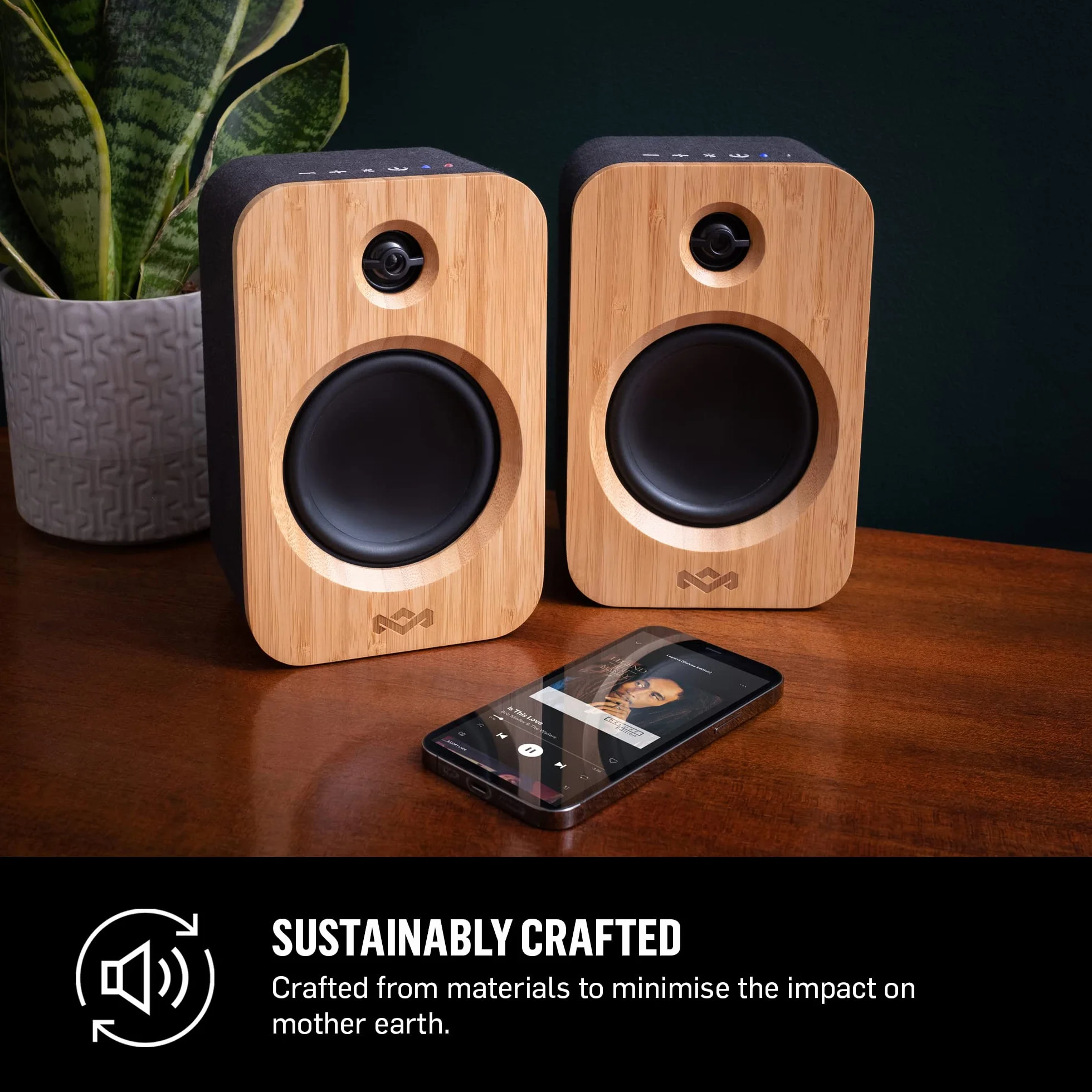 Marley Casse House of Get Together Duo da Libreria - Casse Bluetooth con Ingresso AUX, Compatibili con Giradischi e Vinili - Altoparlanti Libreria Attivi ad Alta Definizione, Design Sostenibile