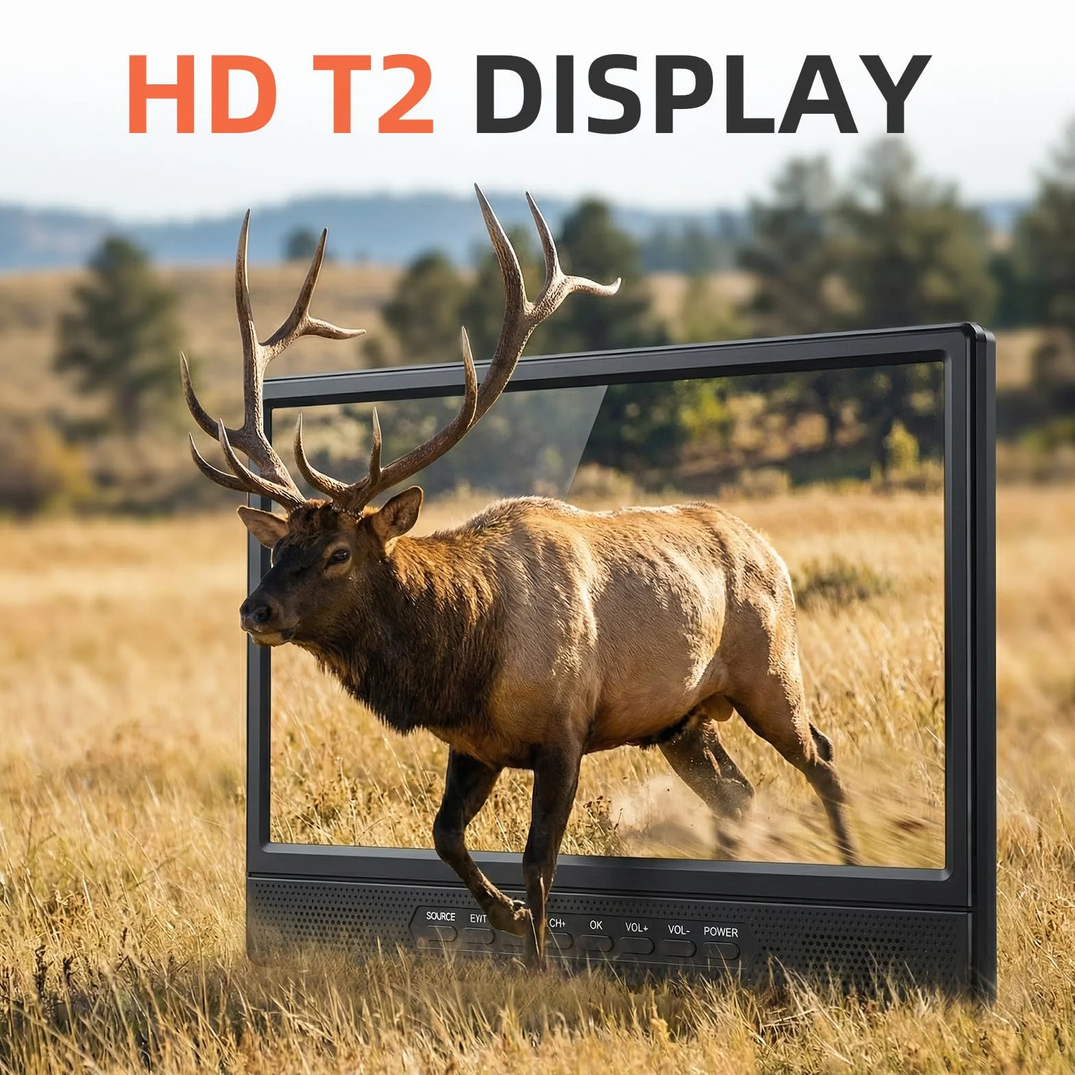 Desobry Smart TV Android 12 Pollici Televisore Portatile DVB-T2 Freeview HDMI USB AV Cuffie Supporto Regolabile 180°