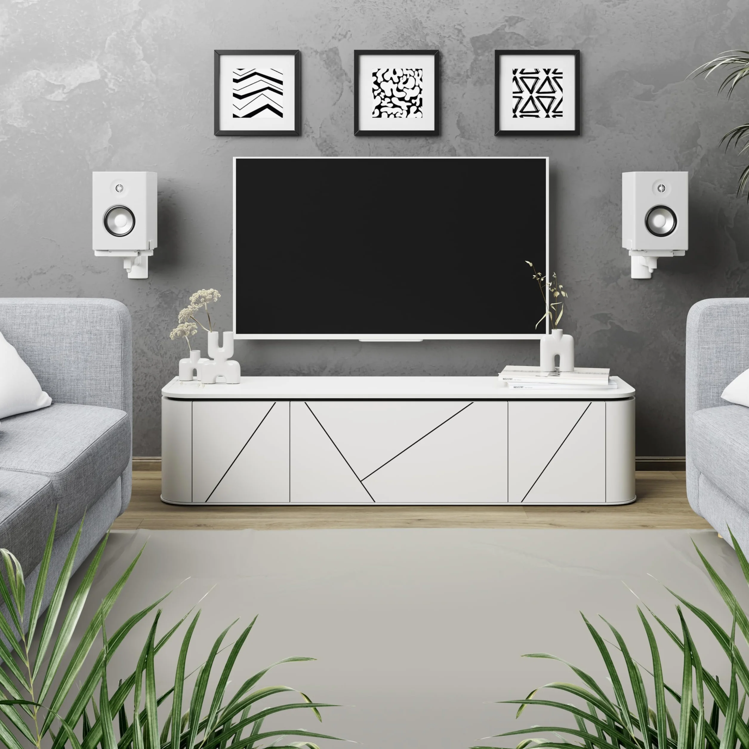 RICOO Supporto altoparlanti parete LH023-W Girevole Inclinabile Braccio muro Wall Mount casse altoparlante WLAN airplay Speaker Bianco 2 pezzi