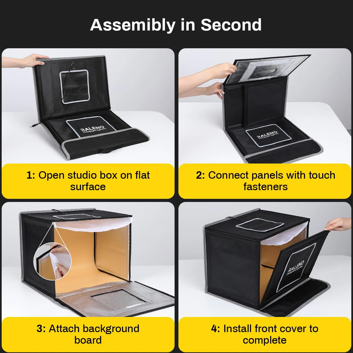 RALENO Light Box Fotografia, 40 * 30 * 30cm Scatola Fotografica Portatile, Kit Tenda da Ripresa (CRI>95 | luminosità regolabile da 24 W | 6 sfondi) per Prodotti, Gioielli, Orologi, Cosmetici