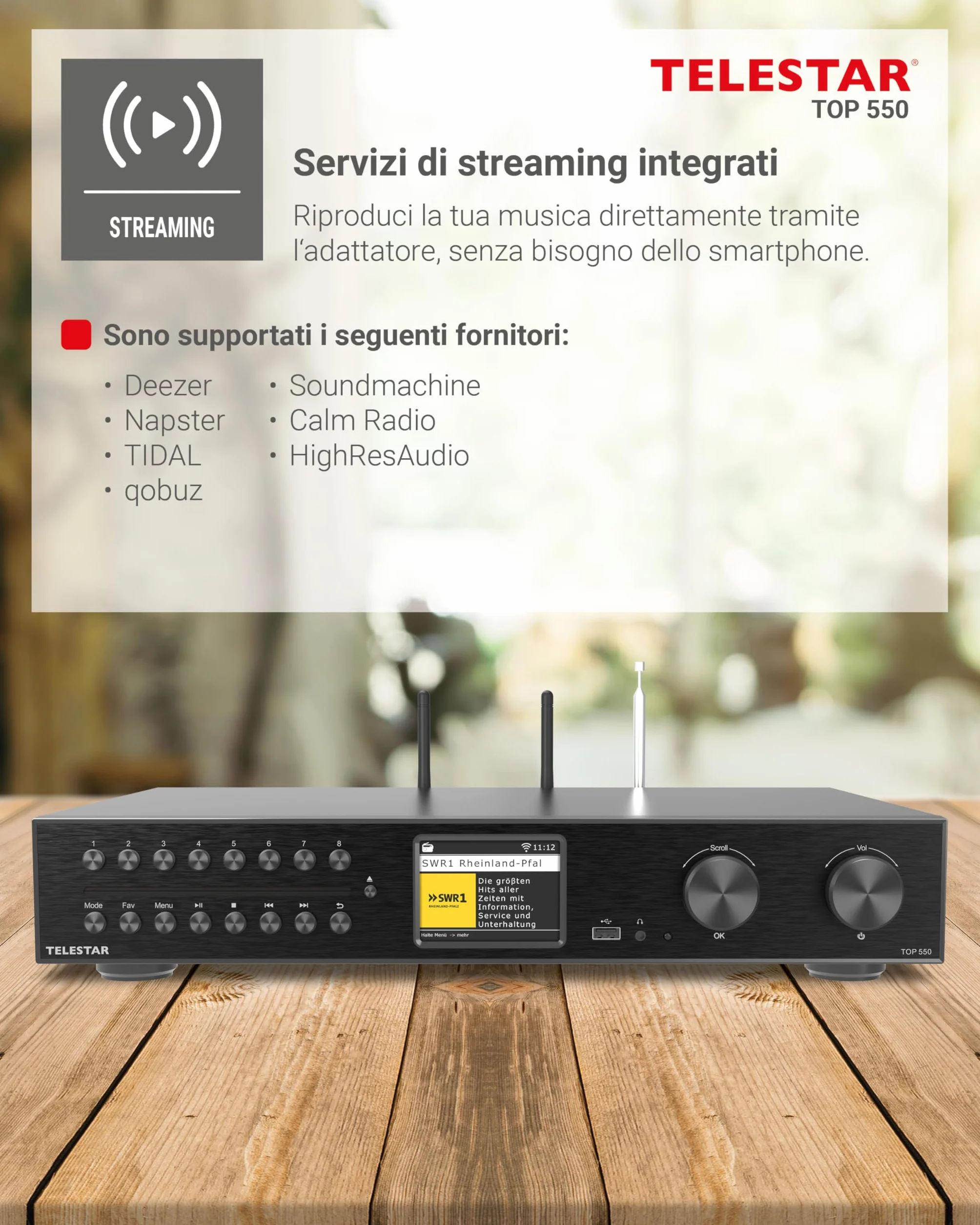 TELESTAR TOP 550 Sistema Hi-Fi con amplificatore e lettore CD 43 cm 2×30 W Radio Internet DAB+ Bluetooth Nero
