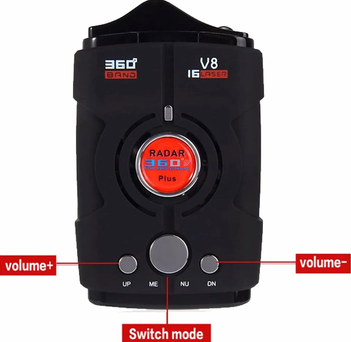 Rilevatore radar di velocità per auto, Rilevatore radar per auto Rilevatore autovelox, 360 ° Veicolo V8 Allarme vocale Avvertimento Allarme Display LED a 16 bande Band