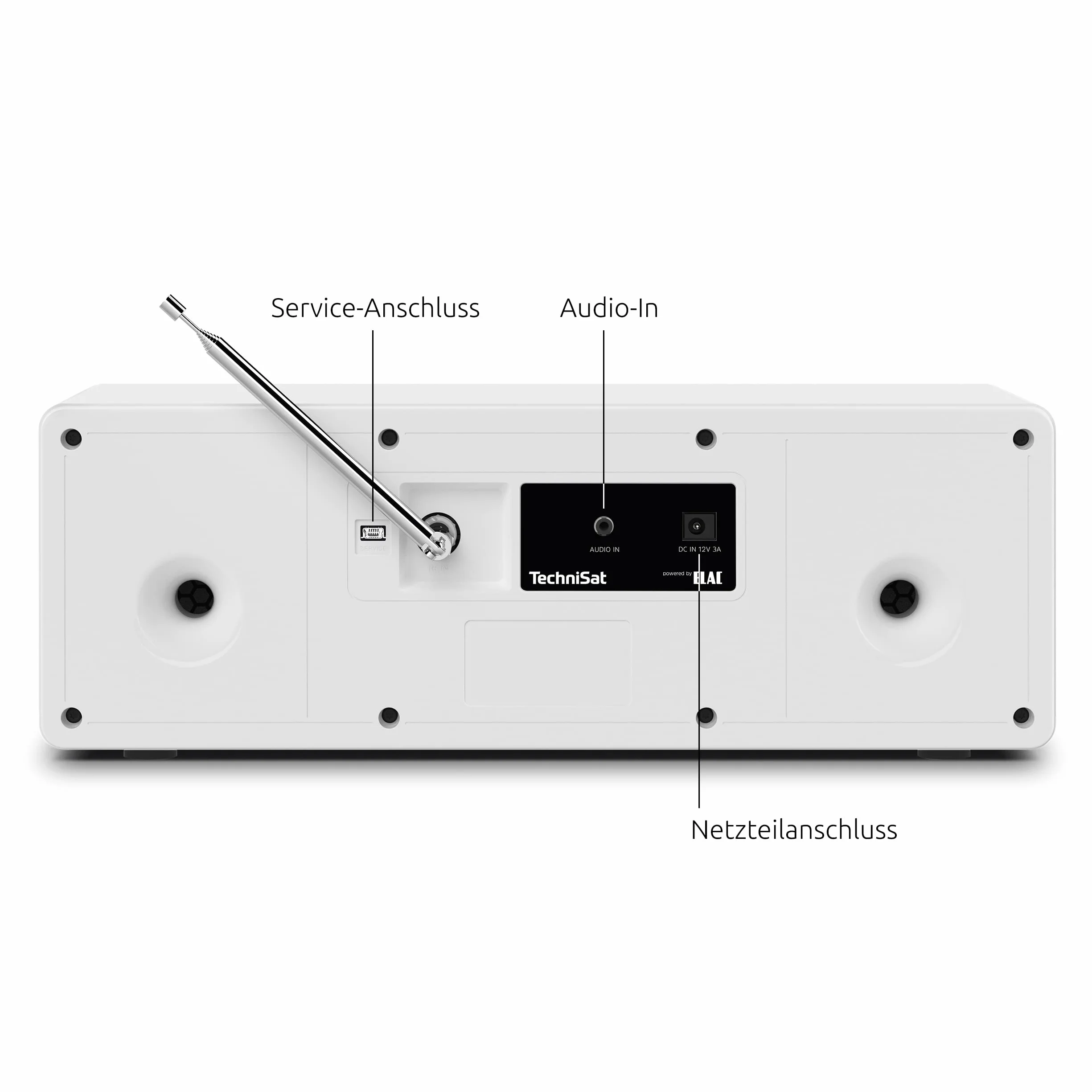 TechniSat DIGITRADIO 4 - Radio DAB stereo (DAB+, FM, streaming audio Bluetooth (ricezione), presa per cuffie, ingresso AUX, radiosveglia, display OLED, 20 watt RMS, altoparlante Elac) bianco