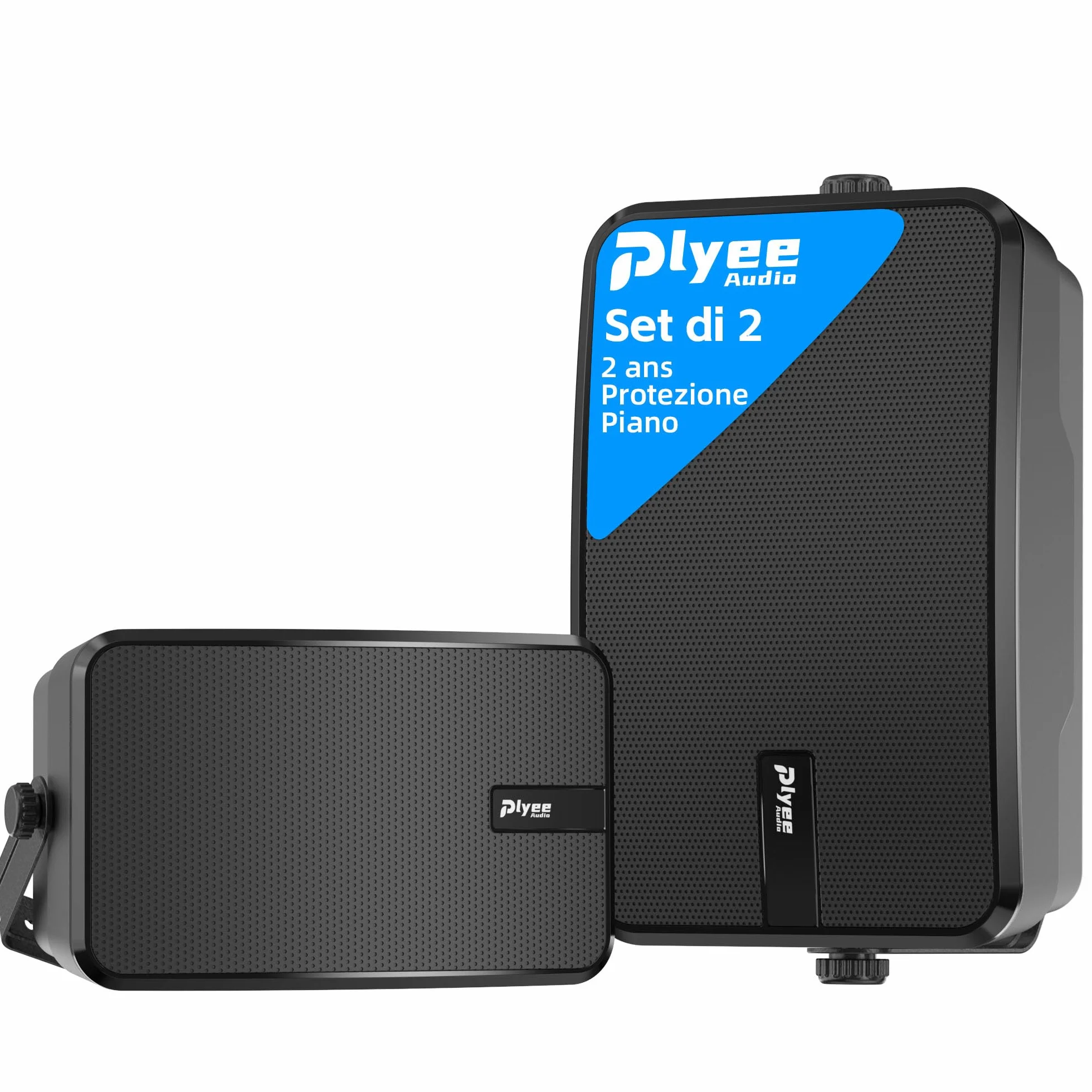 Casse Bluetooth da Esterno Attive + Passive con Amplificatore Integrato, Supporto Bluetooth e Aux, Confezione da 2 (MZ-622)