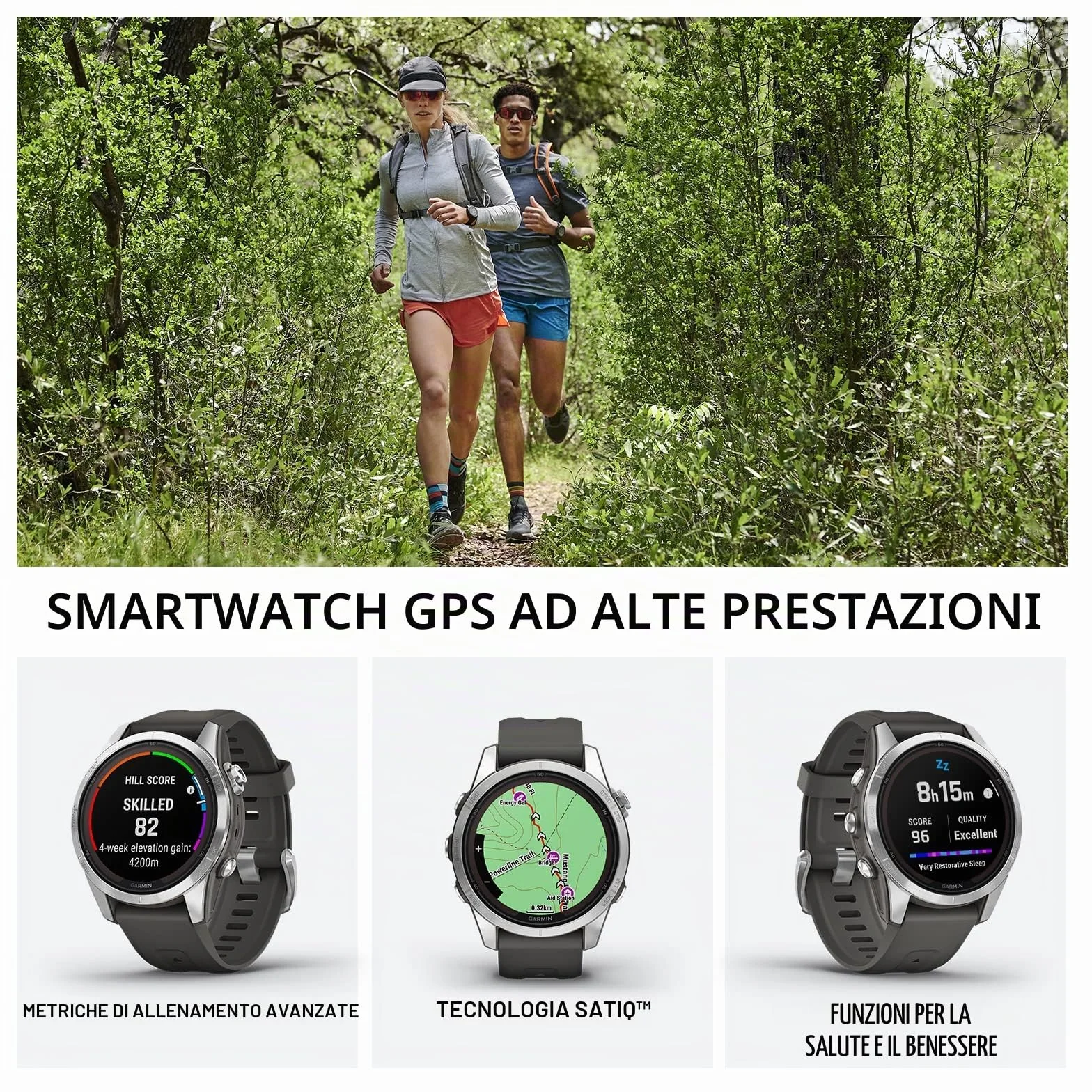 Garmin fēnix 7S Pro Solar, Smartwatch, Ricarica solare, 42mm, Torcia LED, Touchscreen 1,2", +30 Sport, GNSS multi-band, SpO2, Mappe, Musica, Autonomia 14 giorni (Silver & Graphite) (Ricondizionato)