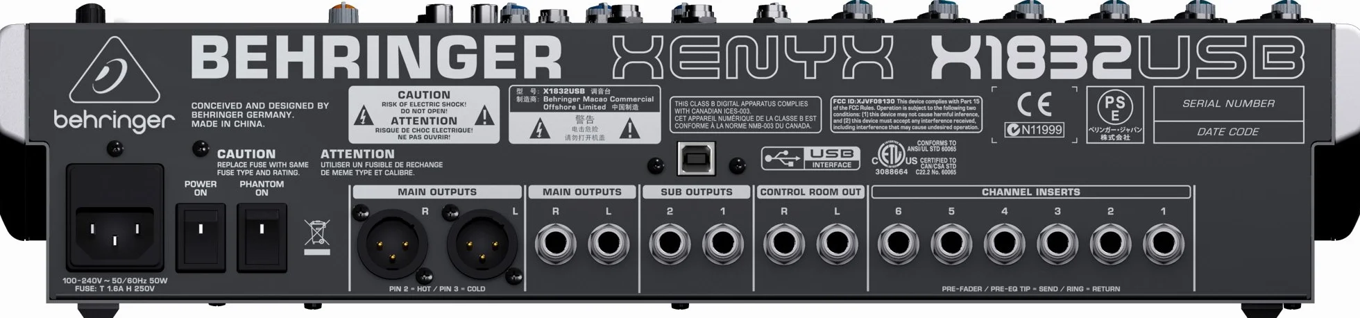 BEHRINGER XENYX X1832USB mixer passivo 18 ingressi effetti interfaccia audio usb