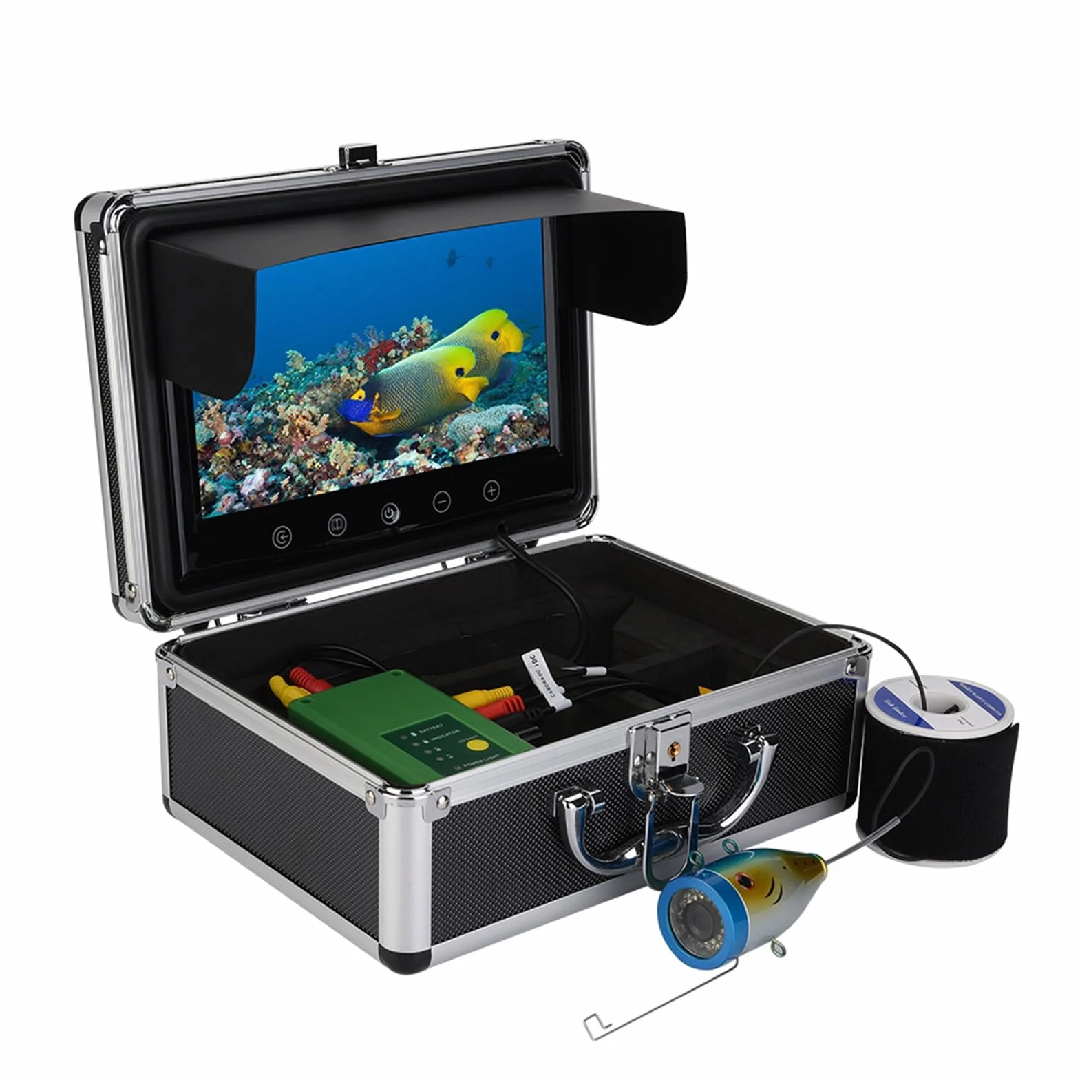 Telecamera Portatile per la Pesca Subacquea con Borsa da Trasporto Monitor TFT da 9 Pollici Monitor 30 LED 1000TVL HD Fish Finder Telecamera da Pesca Impermeabile per Pesca in Mare/Fiume