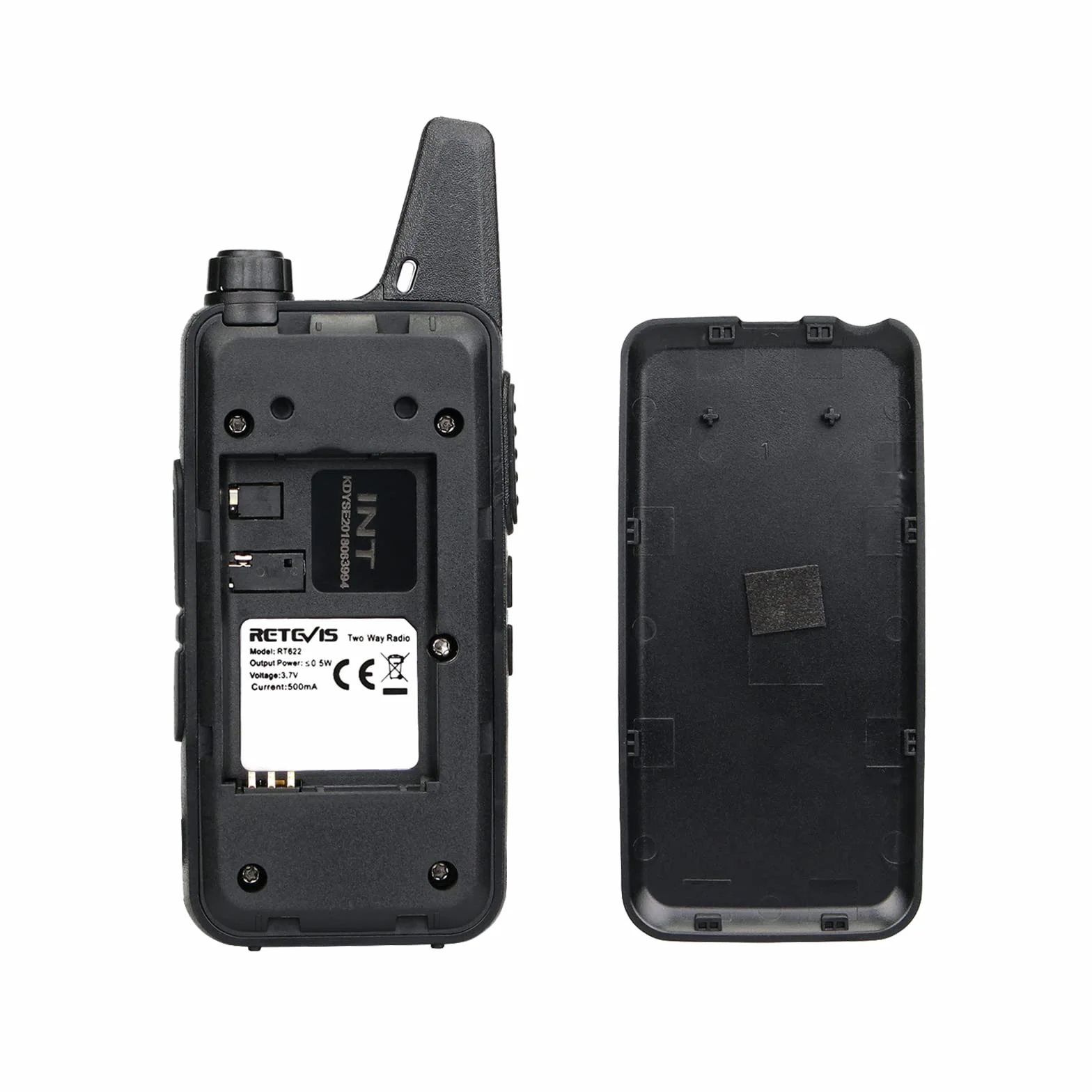Retevis RT622 Walkie Talkie PMR446 Licenza-libera Mini Ricetrasmittente VOX Portatile Ricaricabili Nero 2 Paia