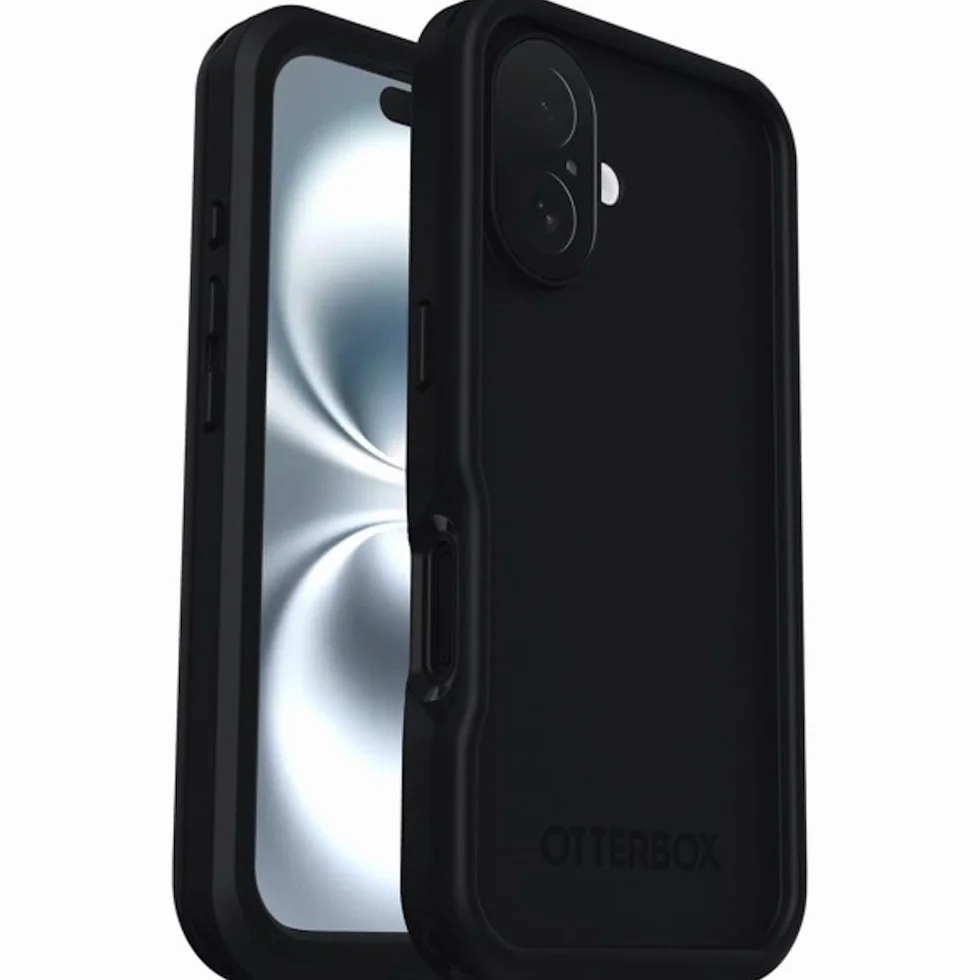 OtterBox Cover per iPhone 16 Frē Series MagSafe, resistente a acqua (IP68), shock, cover con protezione schermo integrata, 5x vs norme MIL-STD 810G, Nero