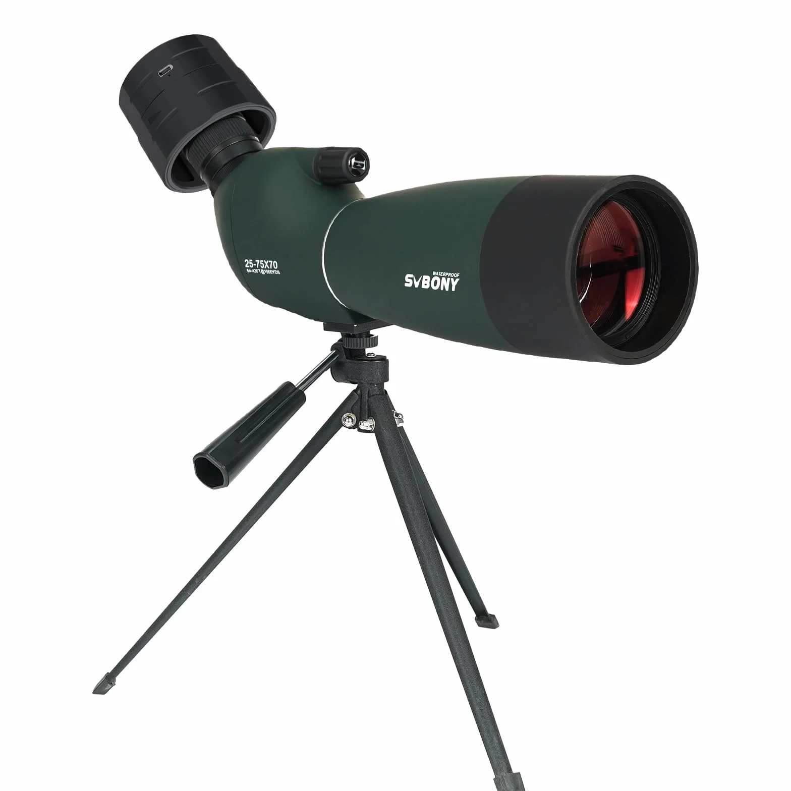 Svbony SV28PLUS Upgrade 25-75x70mm Cannocchiale, con SC002 WIFI Telecamera, BAK4 A5 Rosso Vino FMC Lenti Rivestimento, con Adattatore per Telefono Borsa per Treppiede, per Birdwatching Fotografia