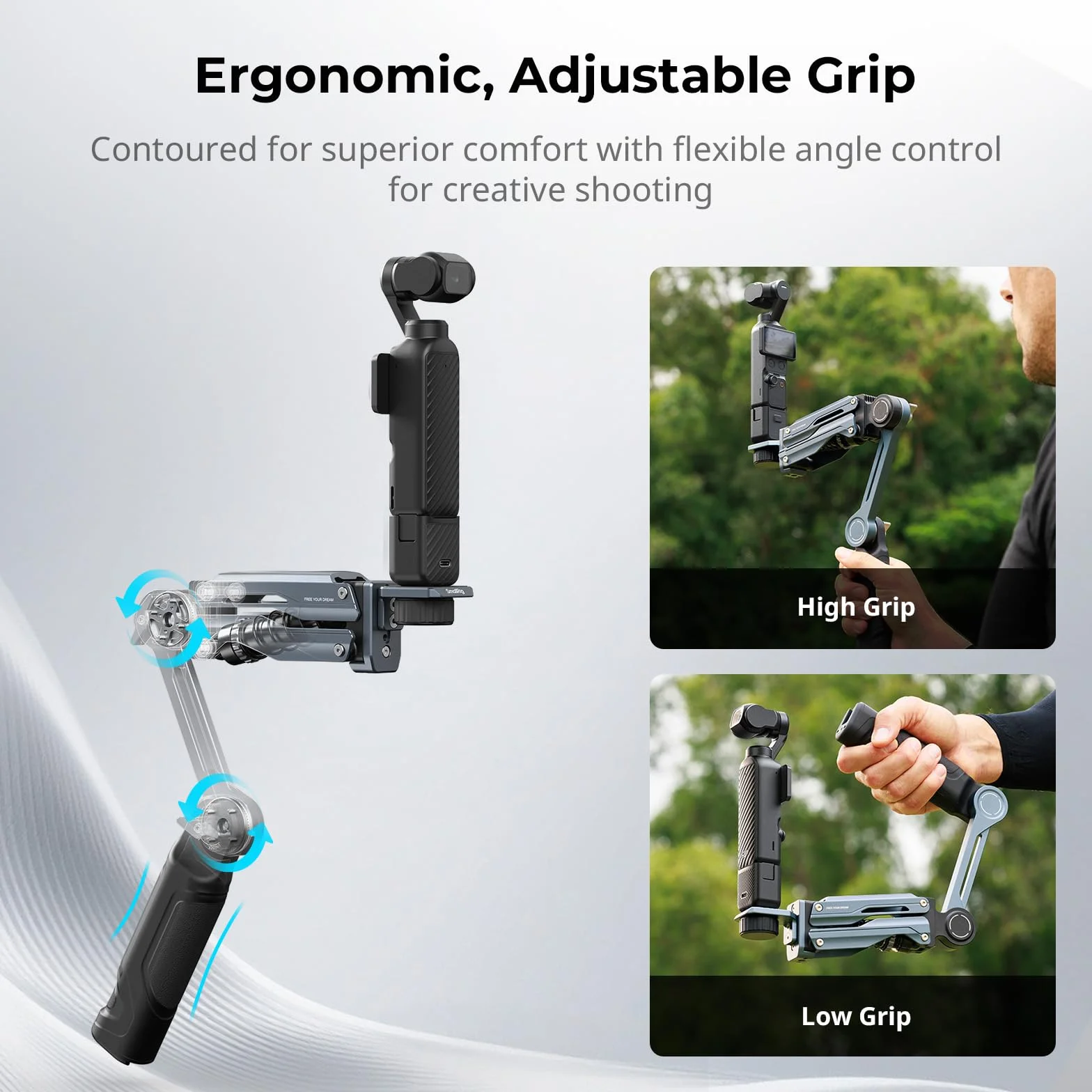 SMALLRIG Braccio ammortizzatore portatile con sistema di smorzamento a molla e idraulico, accessorio per action camera per DJI Osmo Pocket 3/4, per GoPro HERO13 per Insta360 X5/4/3-5508
