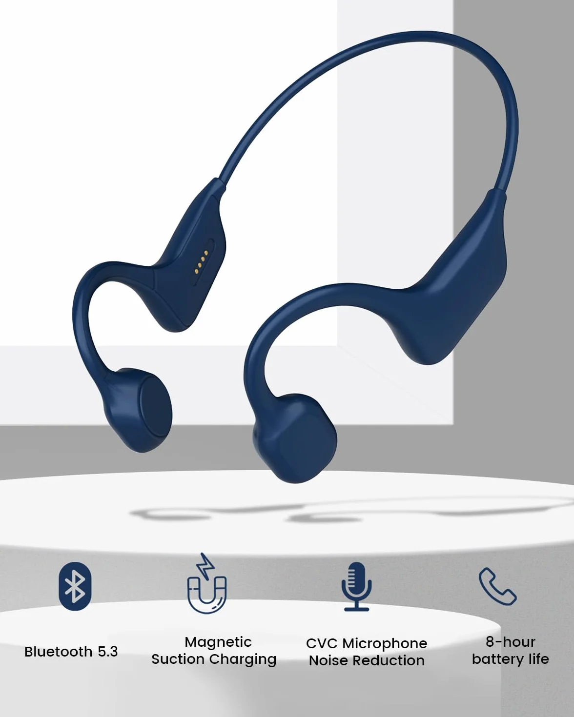 SANOTO Cuffie Conduzione Ossea Open Ear Auricolari Bluetooth 5.3 Ossea Auricolari Conduzione Ossea Wireless IPX7 Cuffie Sport Impermeabili e Antisudore Adatte per Corsa Ciclismo Fitness Ufficio