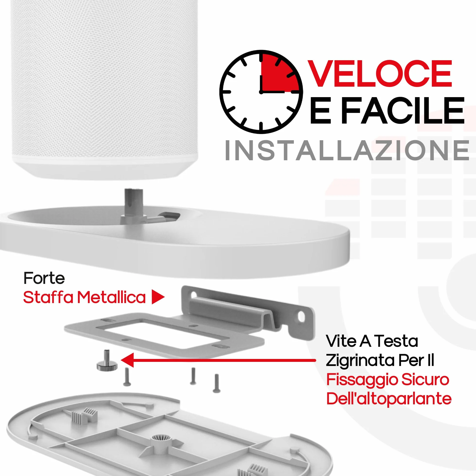 Supporto a Mensola da Parete ERA 100 Bianco per Sonos ERA100 & ERA 100 SL, Singolo, Gestione Cavi