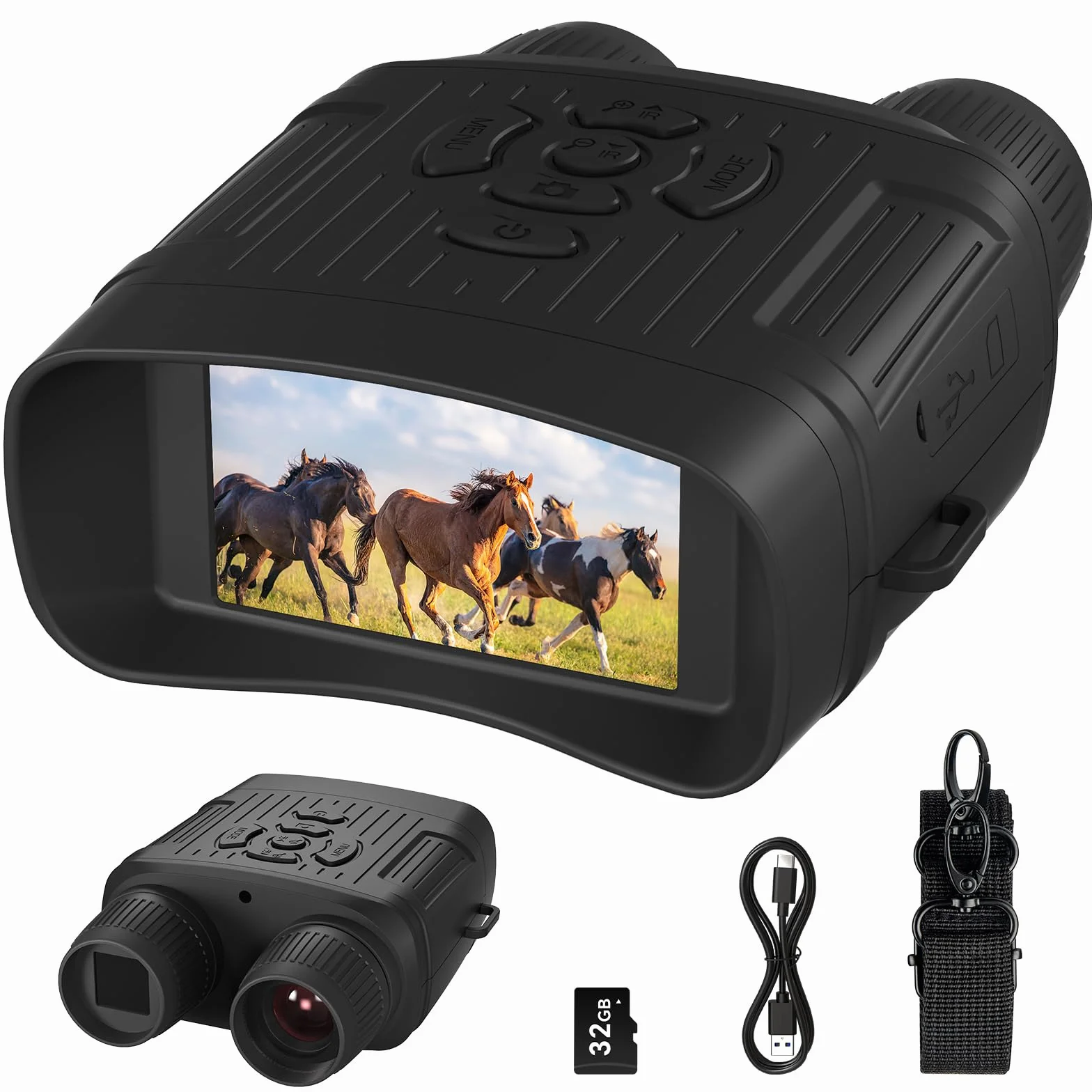 Binocolo Visione Notturna,4K HD 36MP Visore Notturno Digitale Infrarossi con 3.0" TFT HD LCD, 2000mAh Ricaricabile, Zoom Digitale 5X, Per Caccia, Birdwatching, Campeggio, con Scheda 32GB