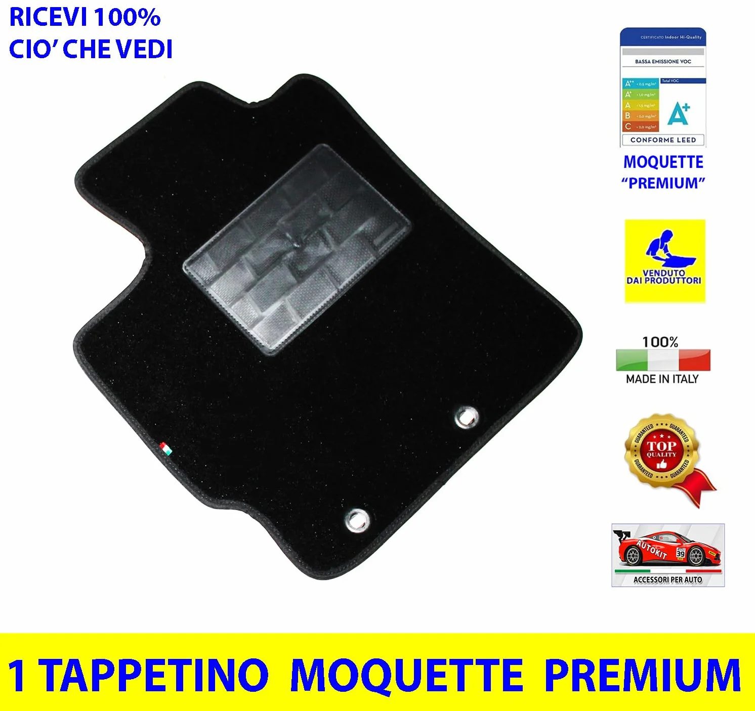 Tappetino singolo solo lato guida Tappeti auto in Moquette antiscivolo Specifico per Yaris (XP130, XP150) prodotte dal 10/2011 al 08/2020-131612