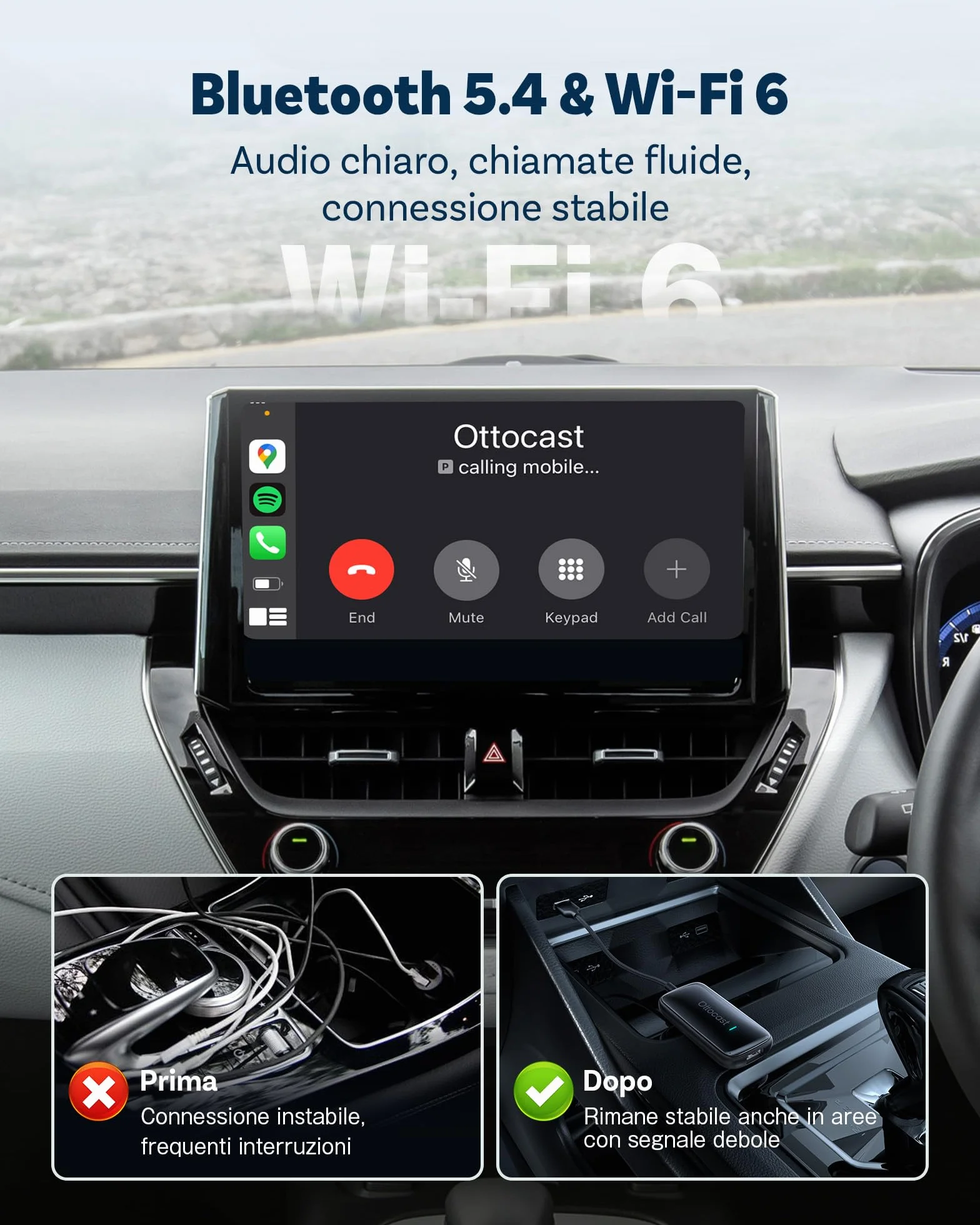 OTTOCAST Play2Video Ultra 2026, Adattatore CarPlay Wireless Android Auto, 3 in 1 per Viaggi in Famiglia, Bluetooth 5.4 + WiFi Dual Band, Per Auto con CarPlay Cablato OEM 2016+
