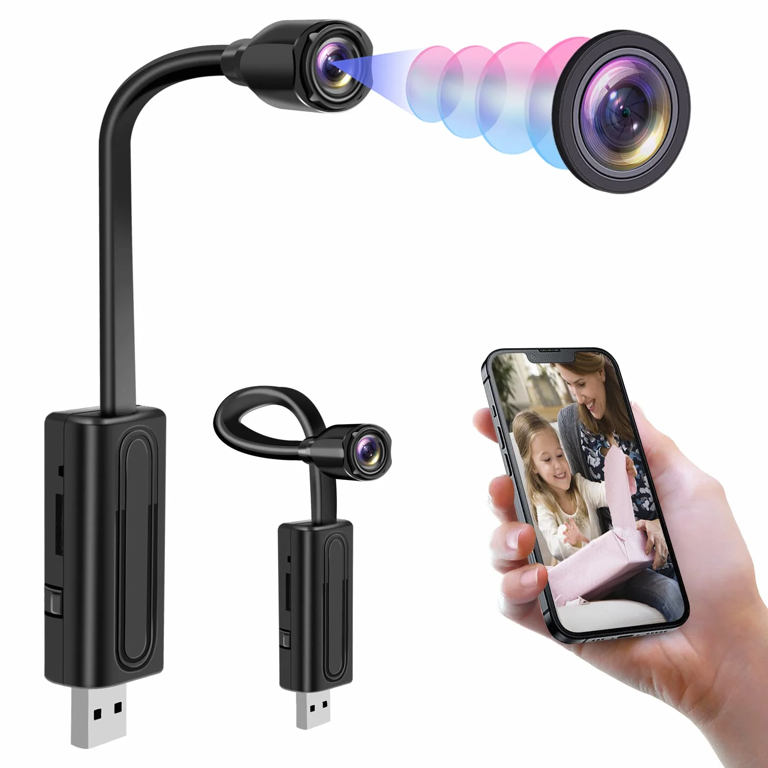 2.4 G WiFi Telecamera Nascosta USB Fotocamera HD 1080P Wifi Telecamera Spia, Mini Telecamera Spia Nascosta supporto di Rilevamento del Movimento e Vista Remota