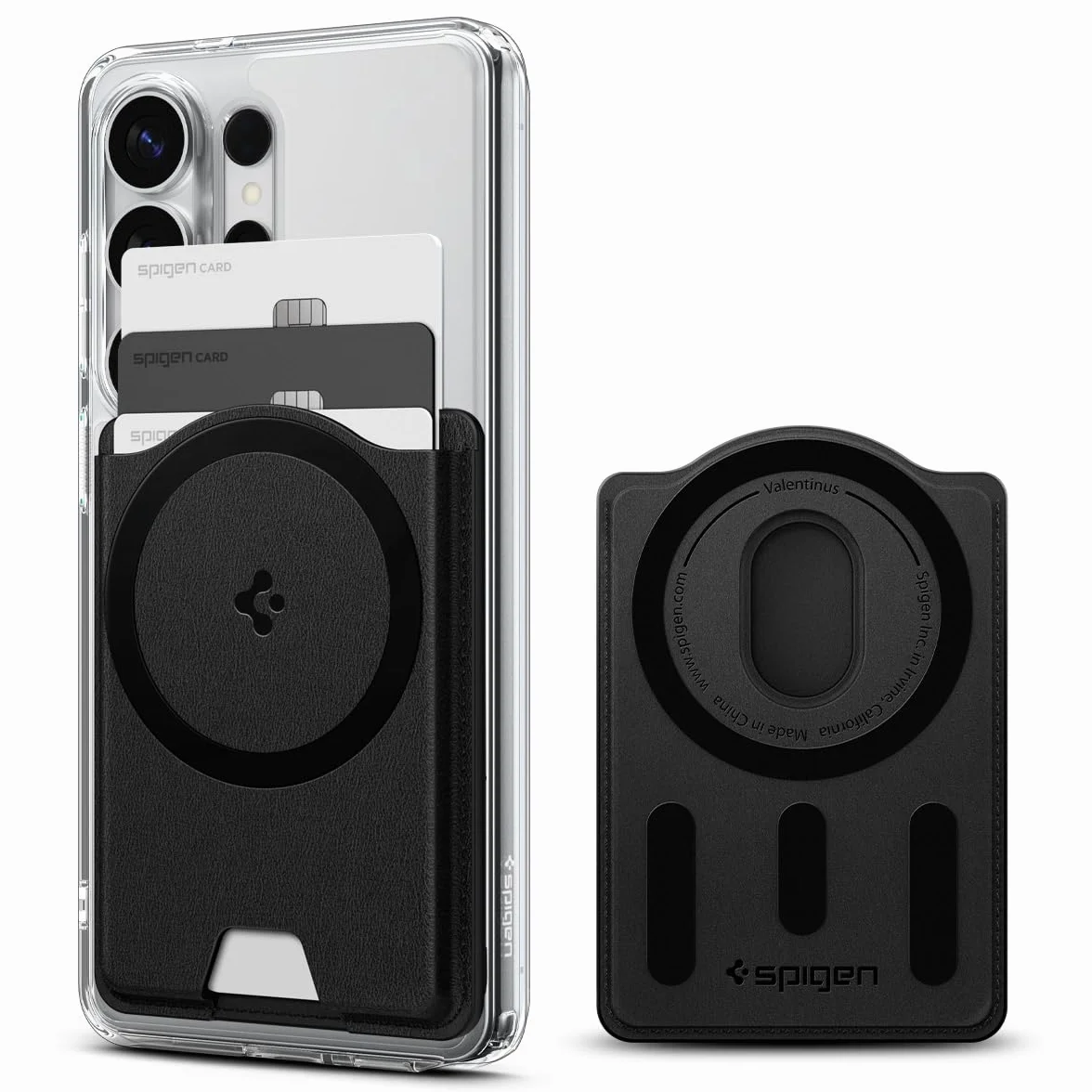 Spigen Valentinus MagFit+ Portafoglio Magnetico Compatibile con Samsung Galaxy S26 & S25 Serie, S25 Edge e Z Fold 7 - Nero