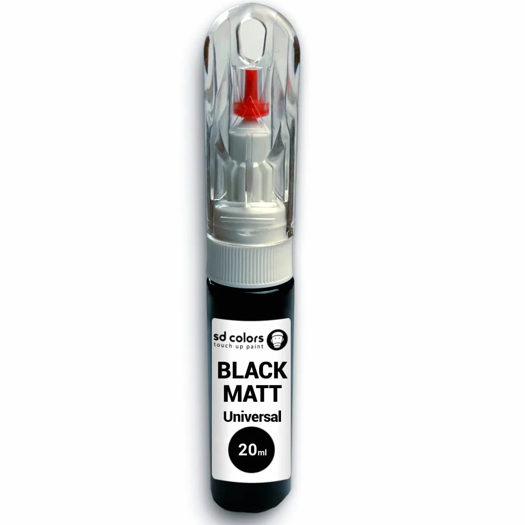 SD COLORS Penna per ritocchi vernice universale nero opaco 20ml riparazione scheggiature graffi auto moto biciclette cerchi lega