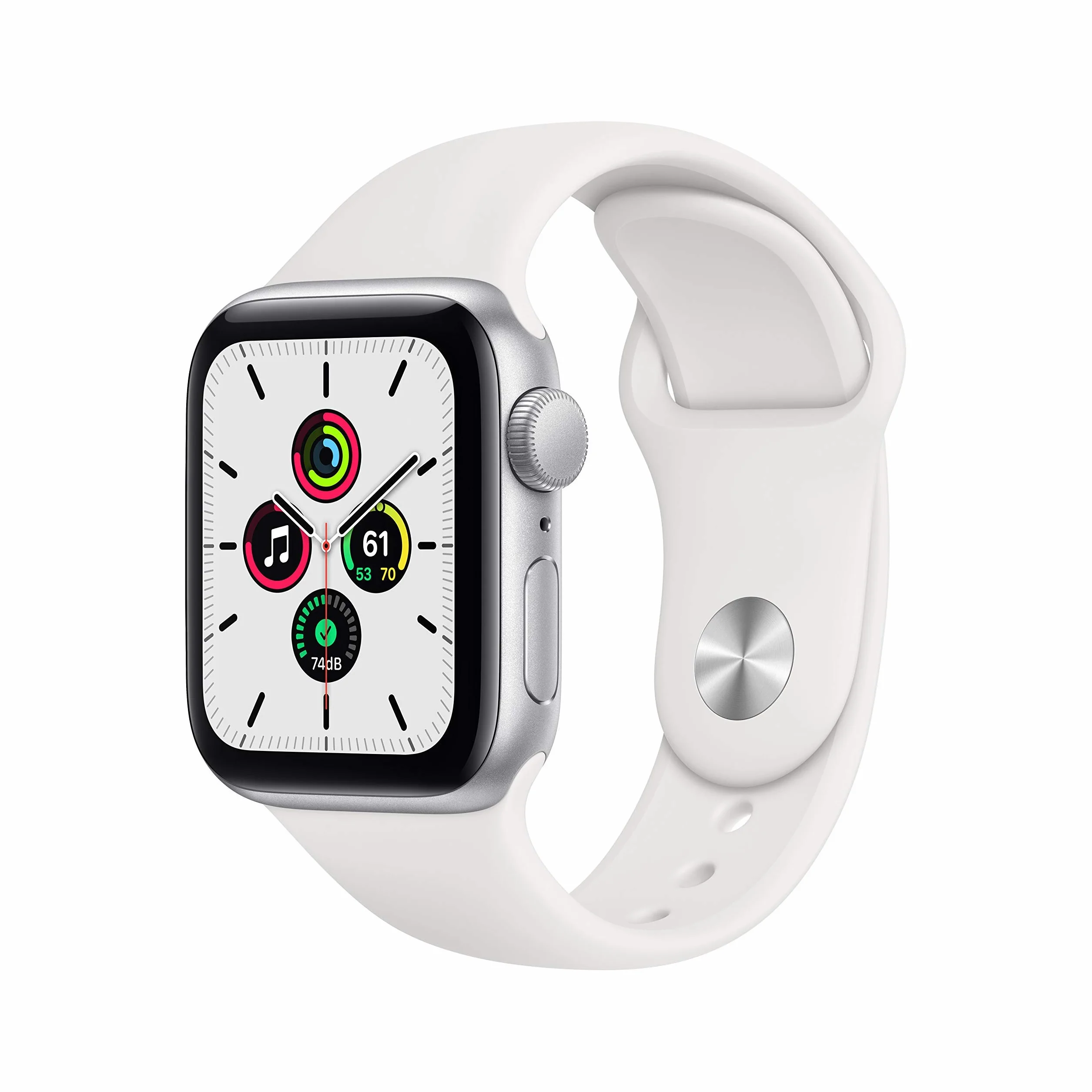 Apple Watch SE (GPS, 40MM) - Case Argento in Alluminio con Cinturino Sport Bianco (Ricondizionato)