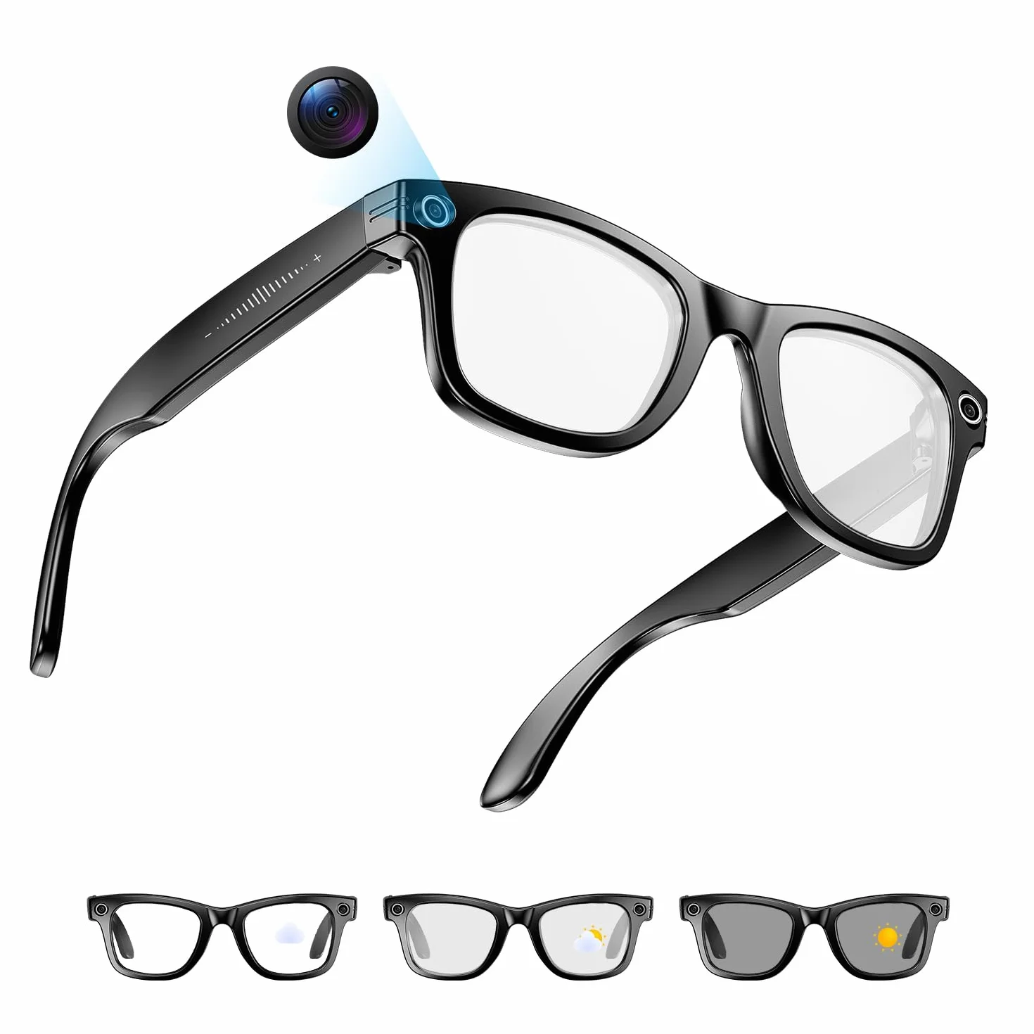 AI Smart Glasses 4K HD, 290 mAh, 800 W, occhiali per fotocamera con registrazione video, traduzione simultanea/identificazione di oggetti GPT, lenti fotocromiche